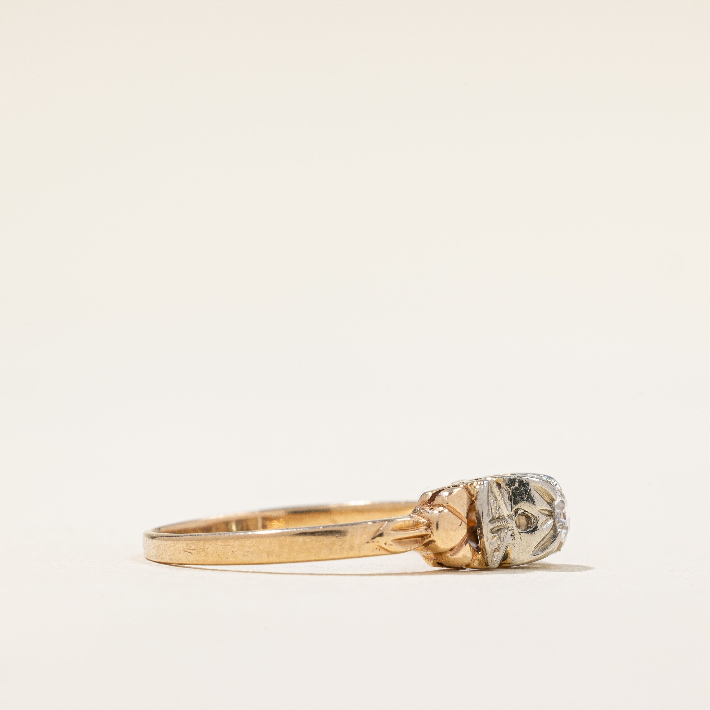 Bague vintage en diamant taille ancienne européenne, vers 1940 | 0,09 ct | Taille 5 |
