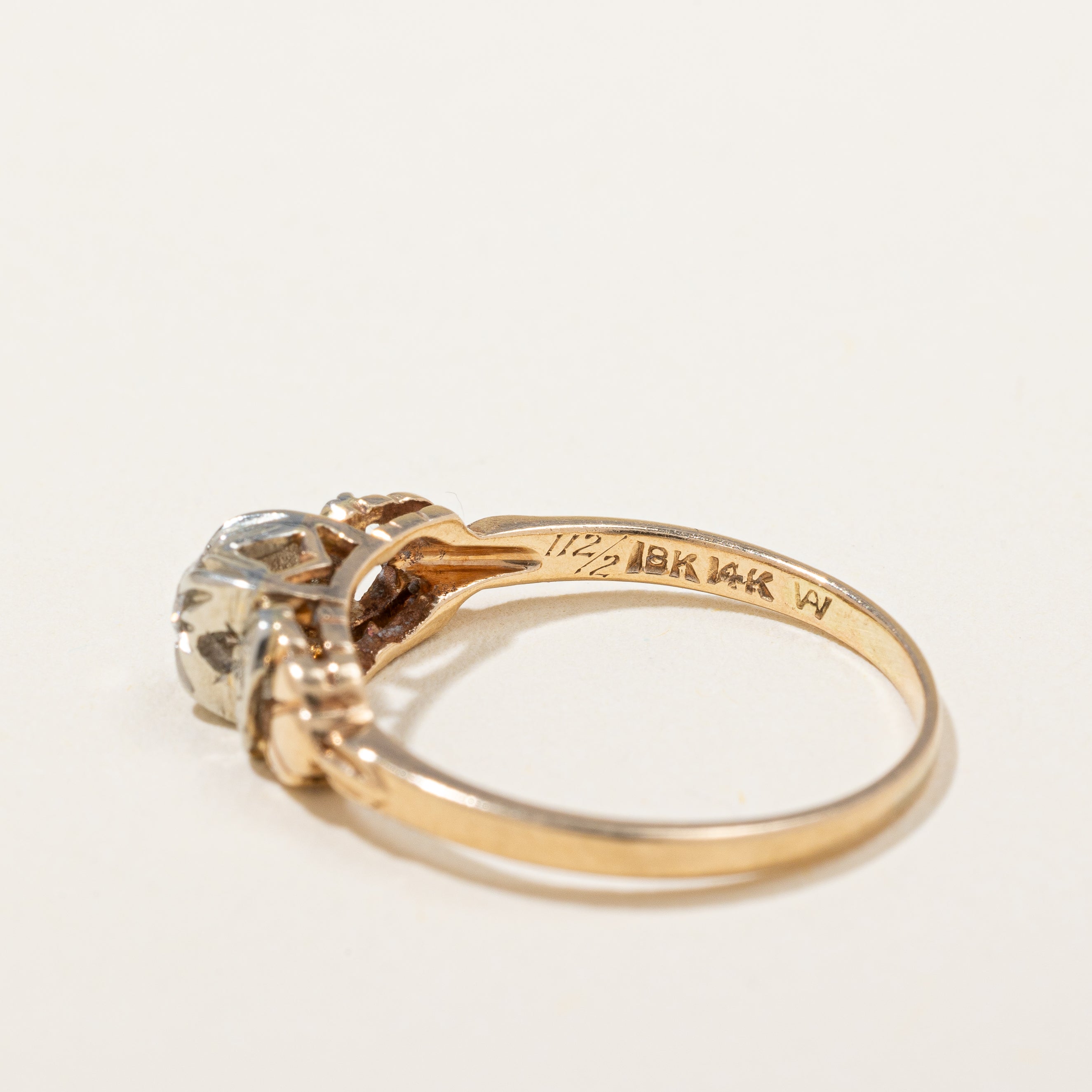 Bague vintage en diamant taille ancienne européenne, vers 1940 | 0,09 ct | Taille 5 |