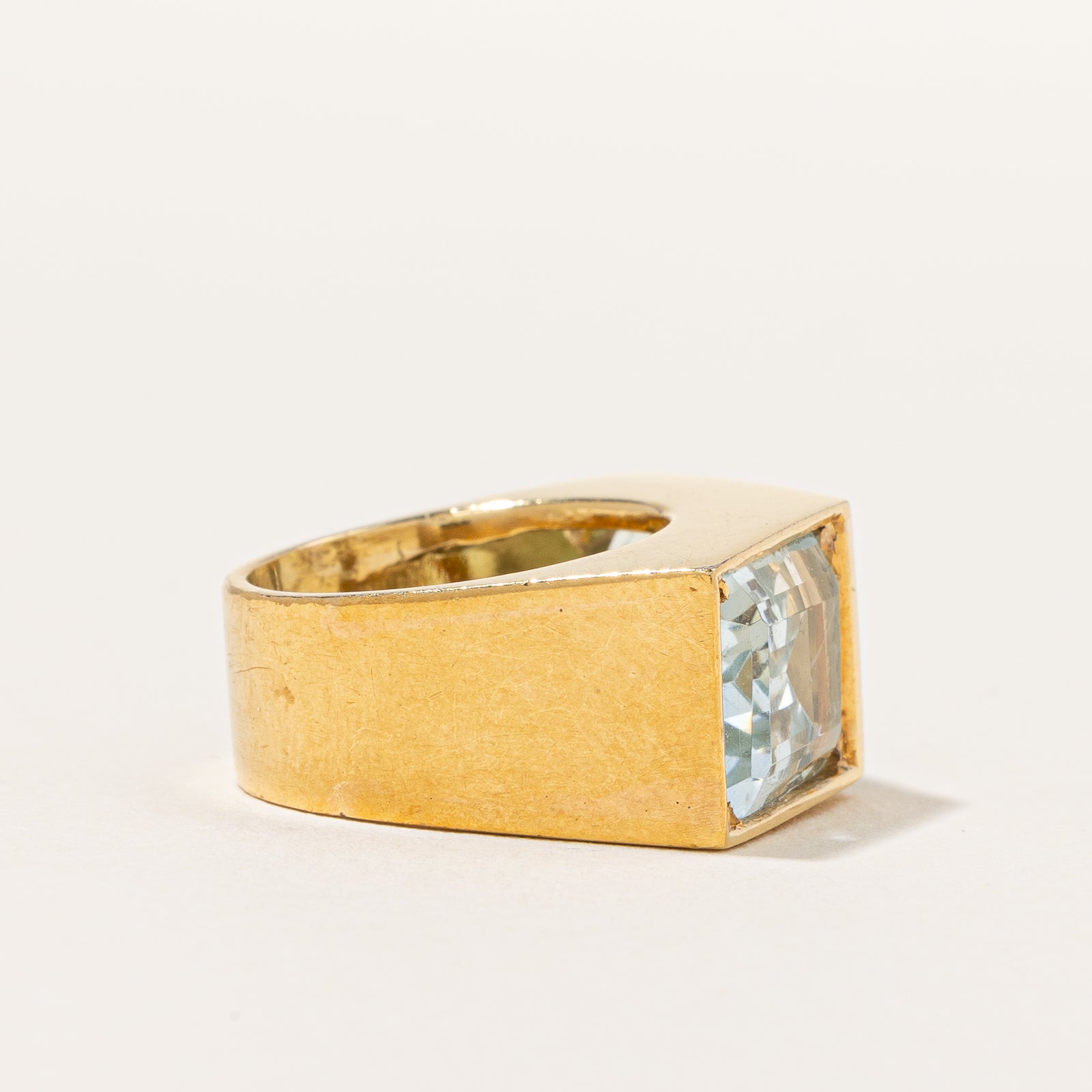 Vintage Natural Aquamarine Cocktail Ring | SZ 3.25 |