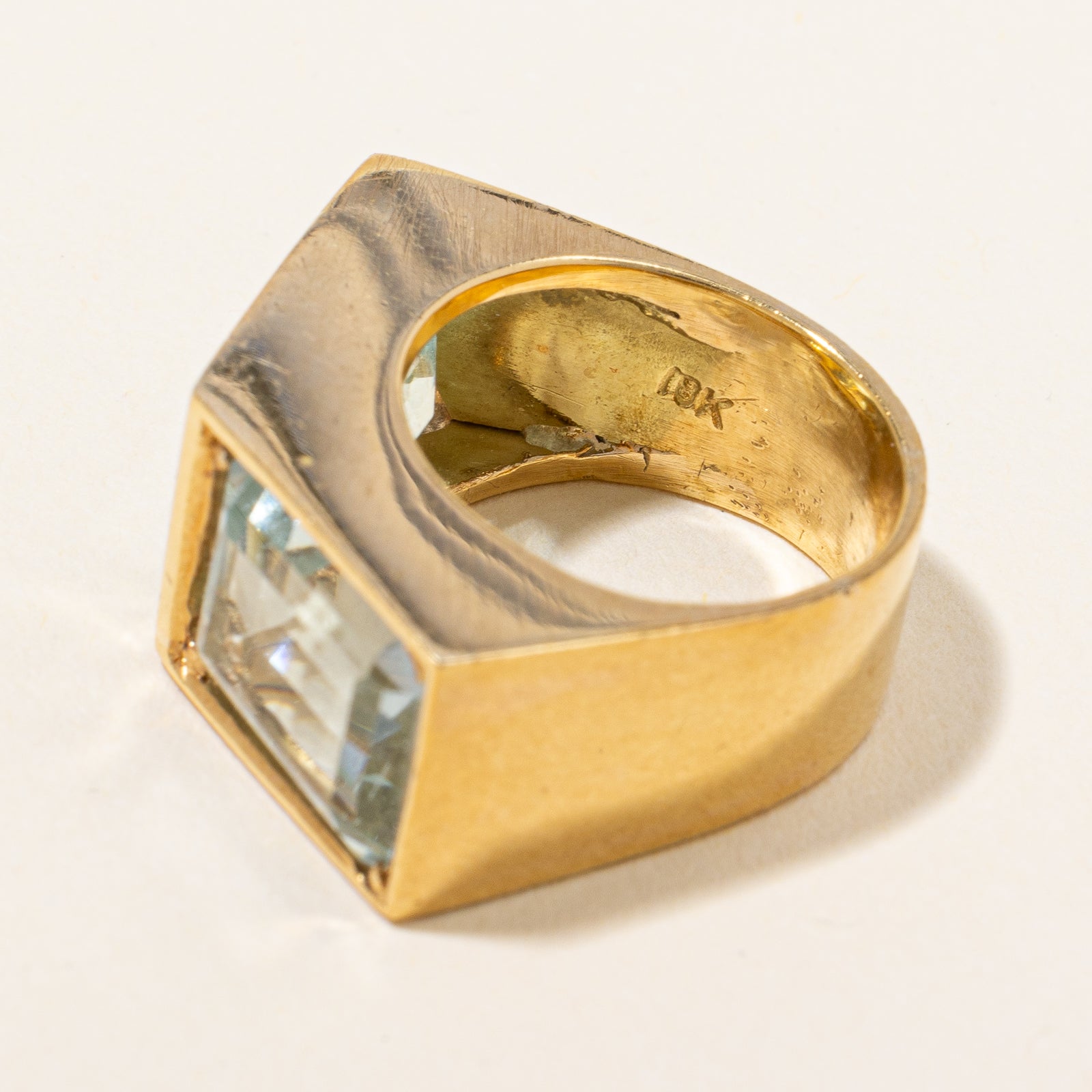 Vintage Natural Aquamarine Cocktail Ring | SZ 3.25 |