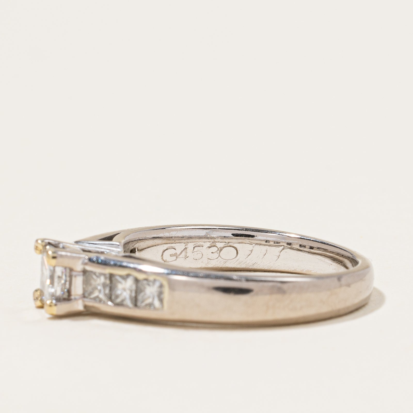 Solitaire Princess Canadian Diamond 18k Channel Set Ring | 0.40ct, 0.37ctw| SZ 5.25 |