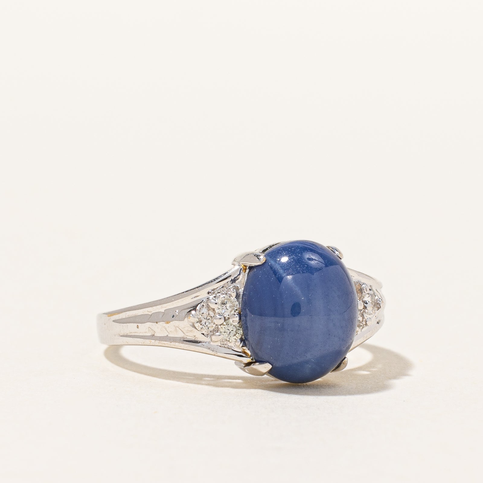 Synthetic Star Sapphire & Diamond Ring | 3.40ct, 0.07ctw | SZ 6.25 |