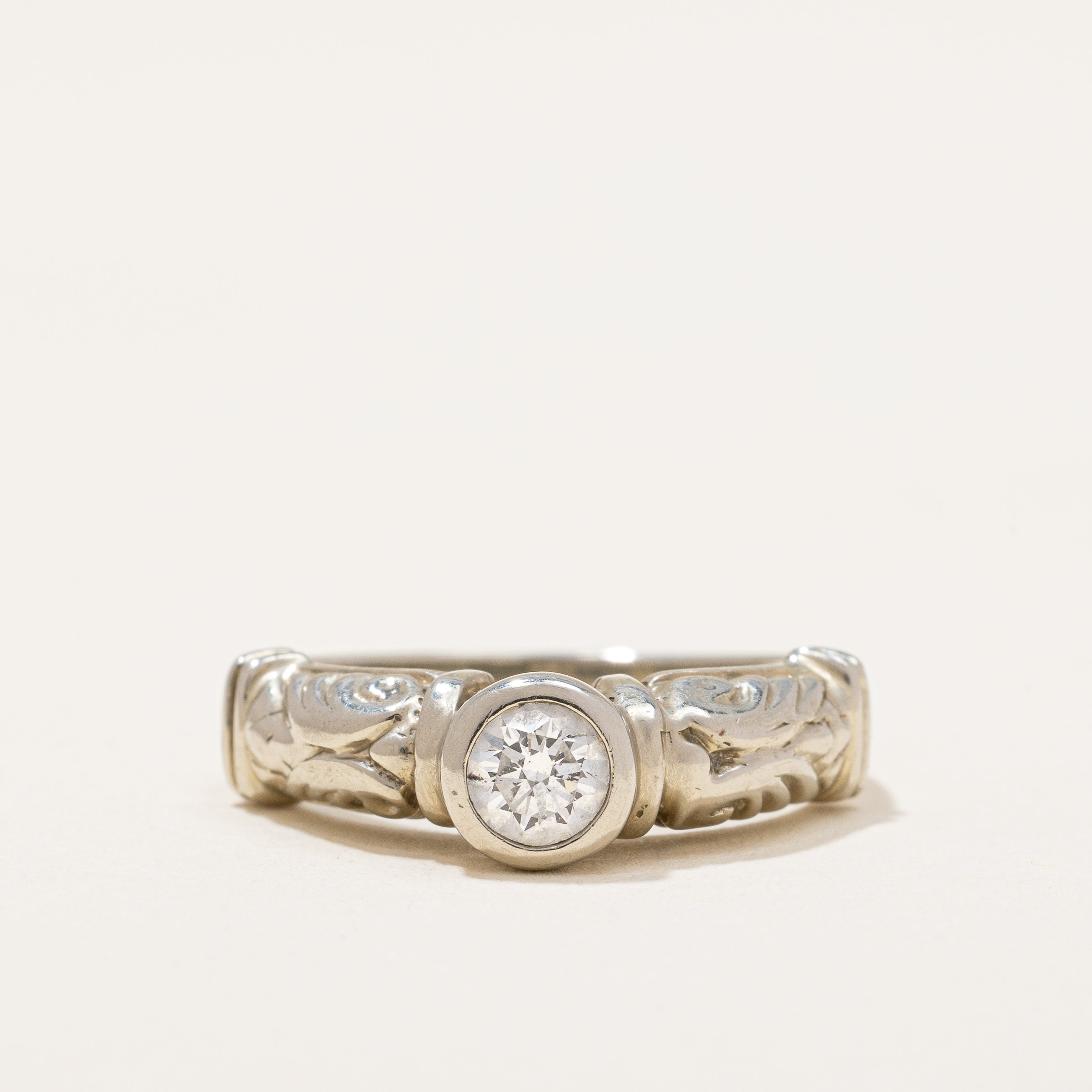 Bezel Set Solitaire Diamond Ring | 0.38 ct | SZ 4.75 |