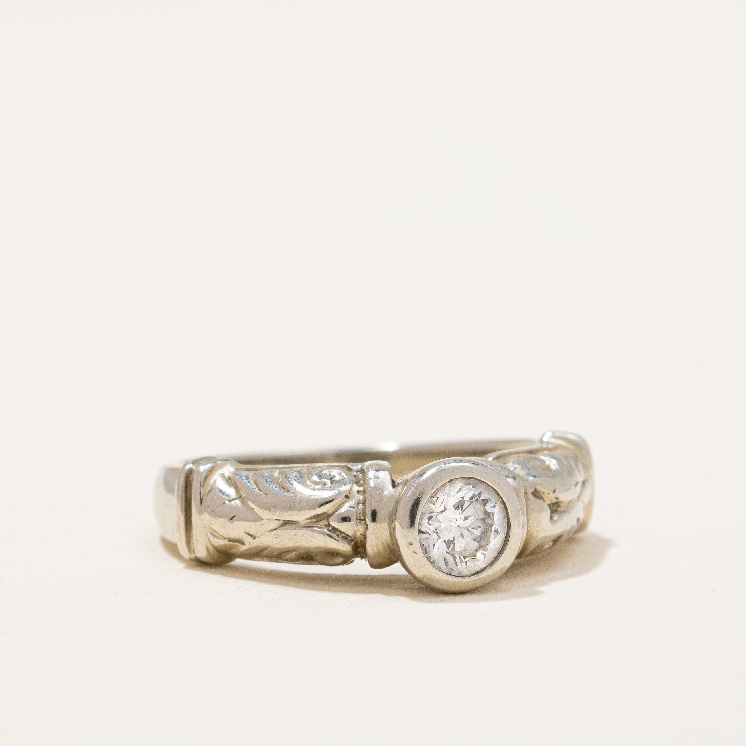 Bezel Set Solitaire Diamond Ring | 0.38 ct | SZ 4.75 |