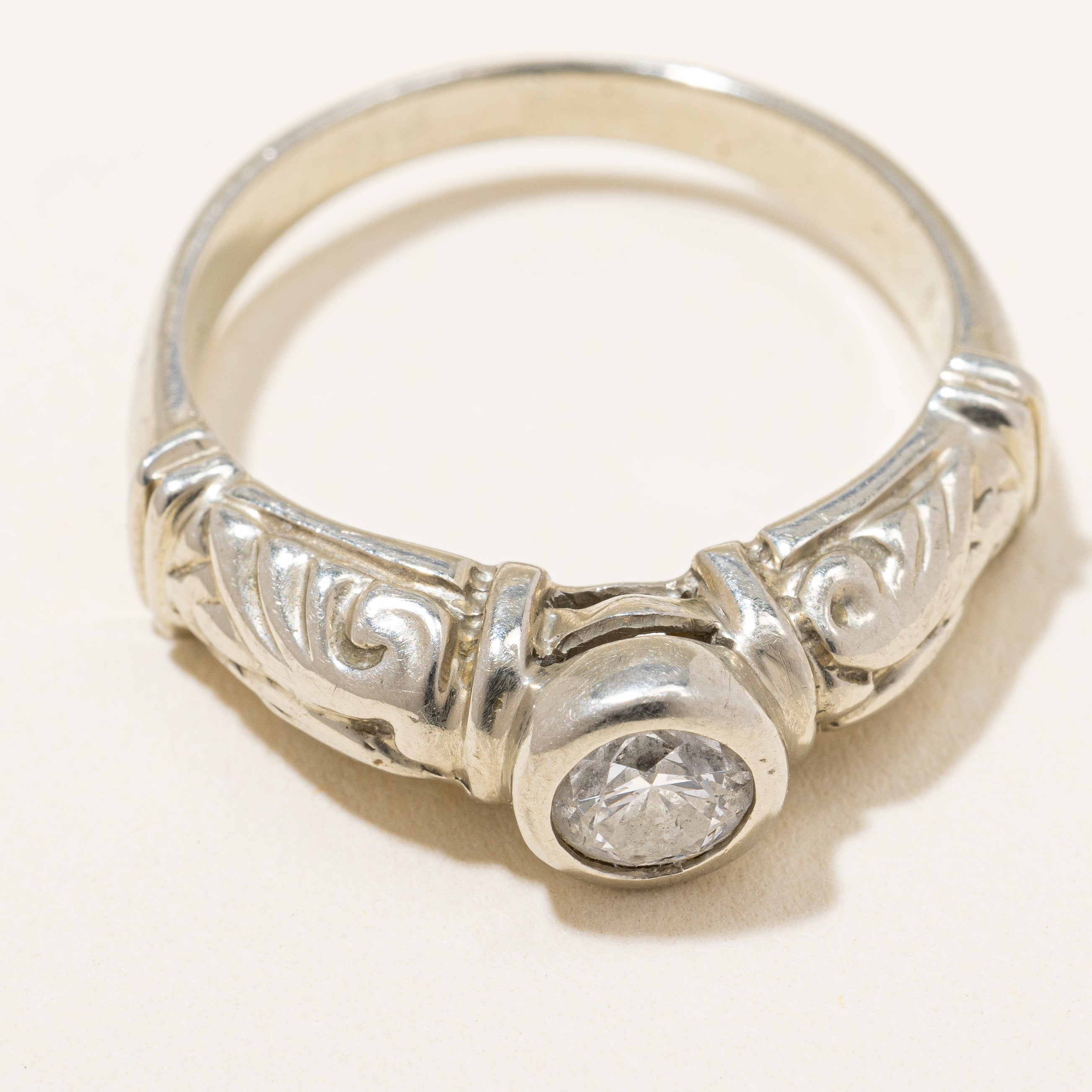 Bezel Set Solitaire Diamond Ring | 0.38 ct | SZ 4.75 |