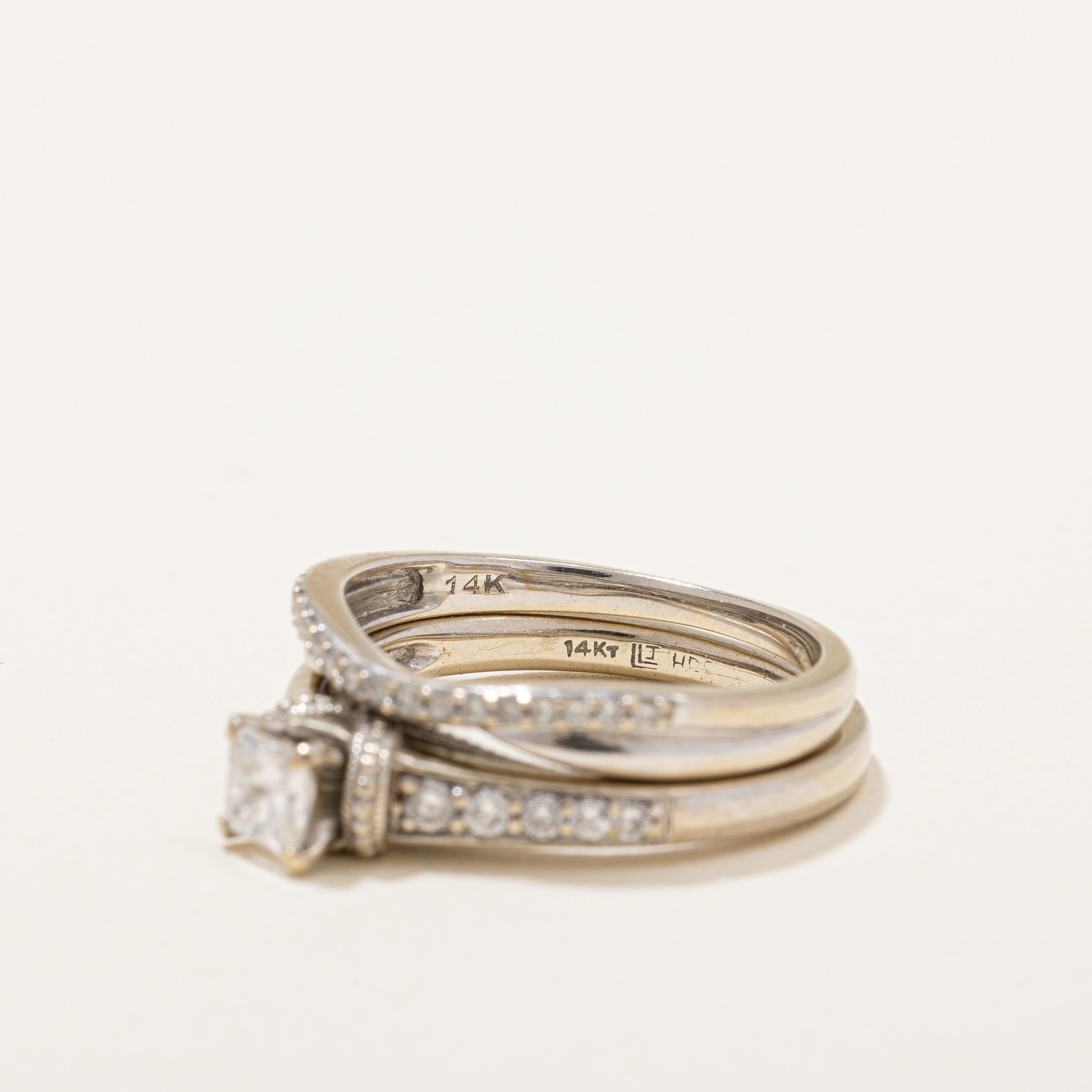 Princess Cut Diamond Solitaire Wedding Set | 0.57 ctw | SZ 6.25 |