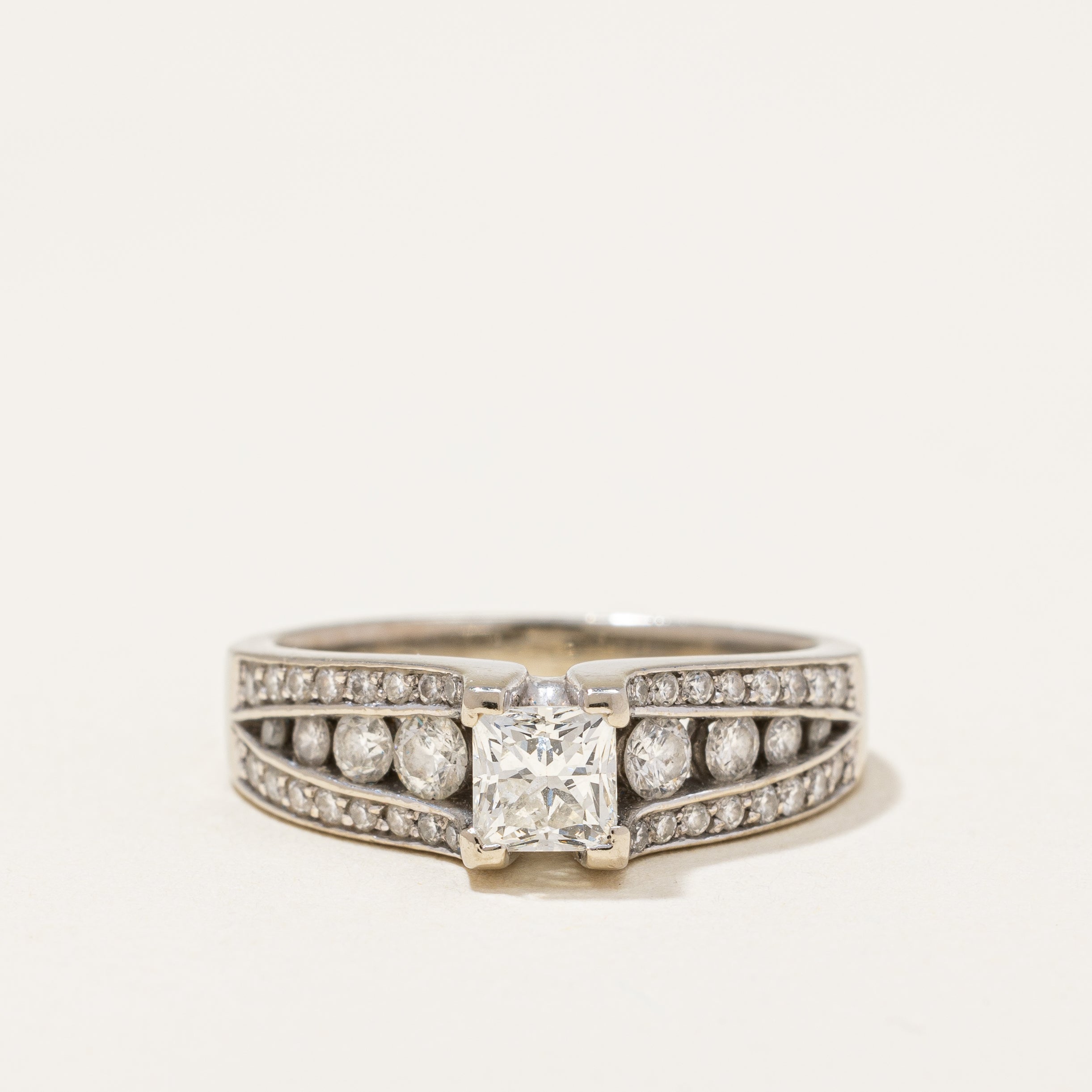 Princess Diamond with Channel Accents Engagement Ring | 0.98ctw | SZ 5.5 |