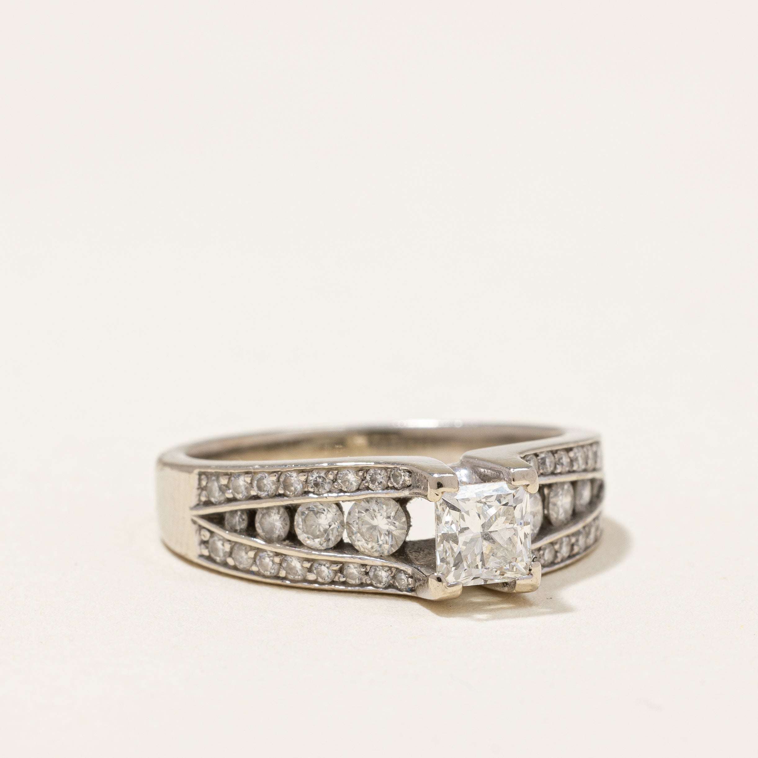 Princess Diamond with Channel Accents Engagement Ring | 0.98ctw | SZ 5.5 |