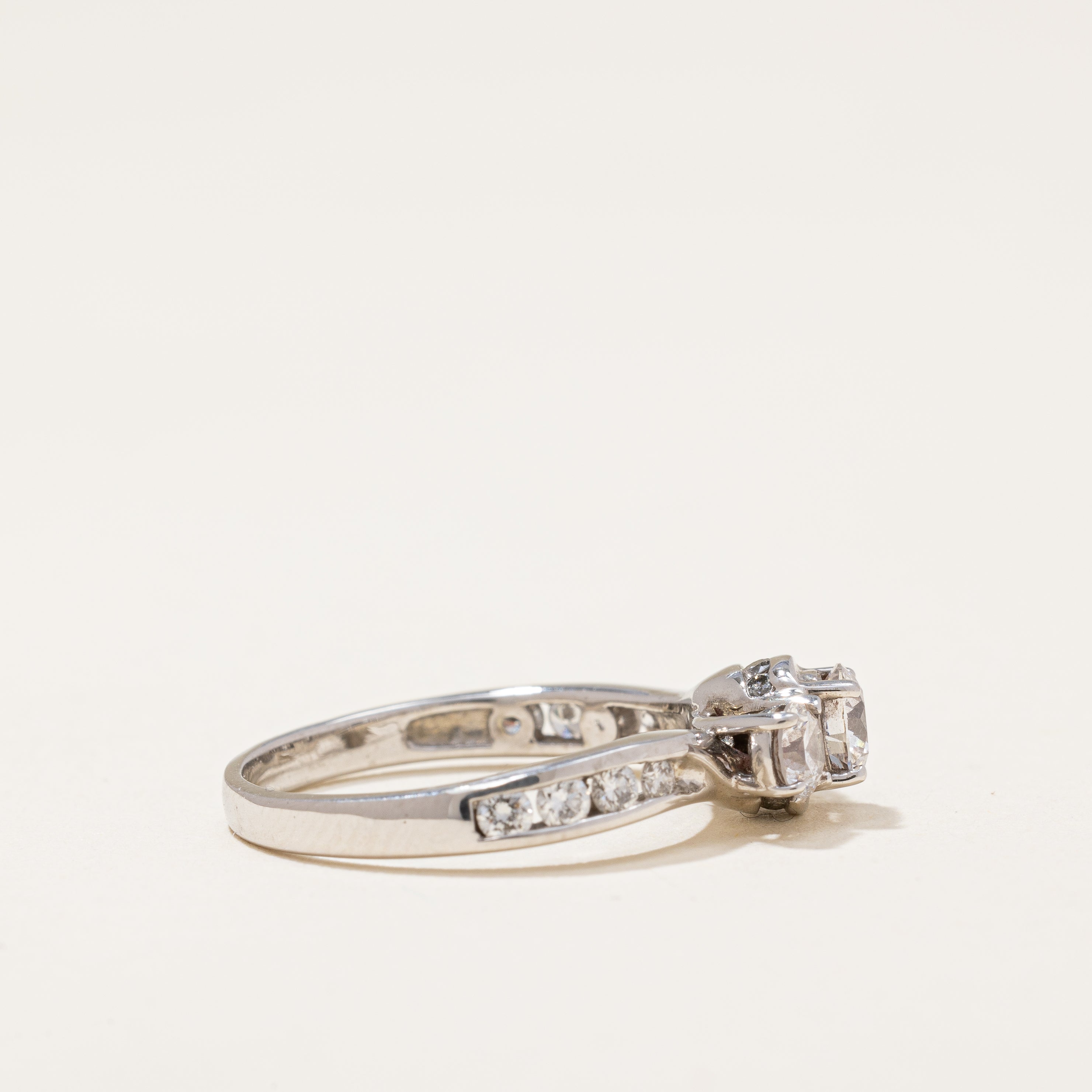 Offset Three Stone Diamond Ring | 0.87 ctw | SZ 5.75 |