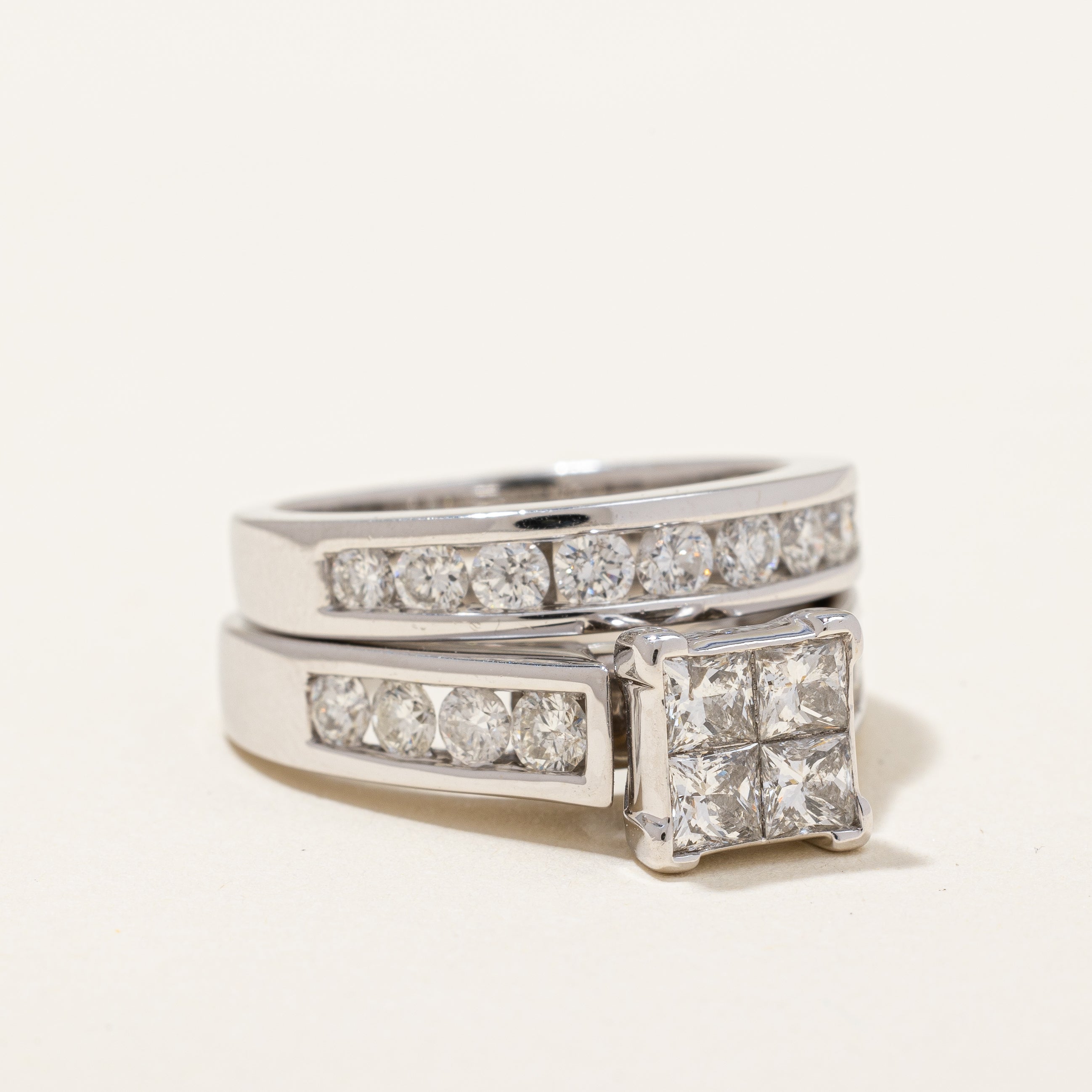 Princess Cluster Diamond Wedding Set | 2.0 ctw | SZ 7.25 |