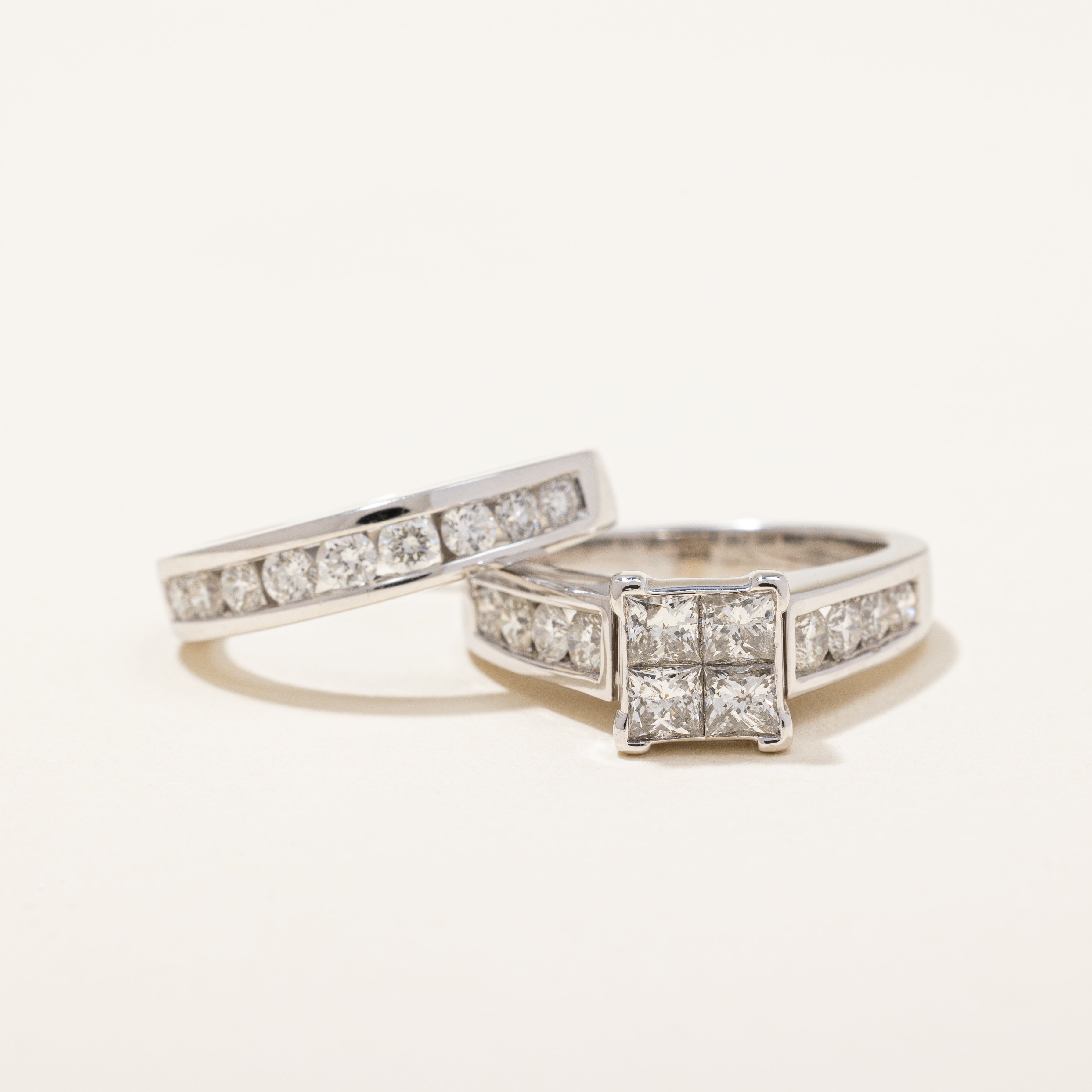 Princess Cluster Diamond Wedding Set | 2.0 ctw | SZ 7.25 |