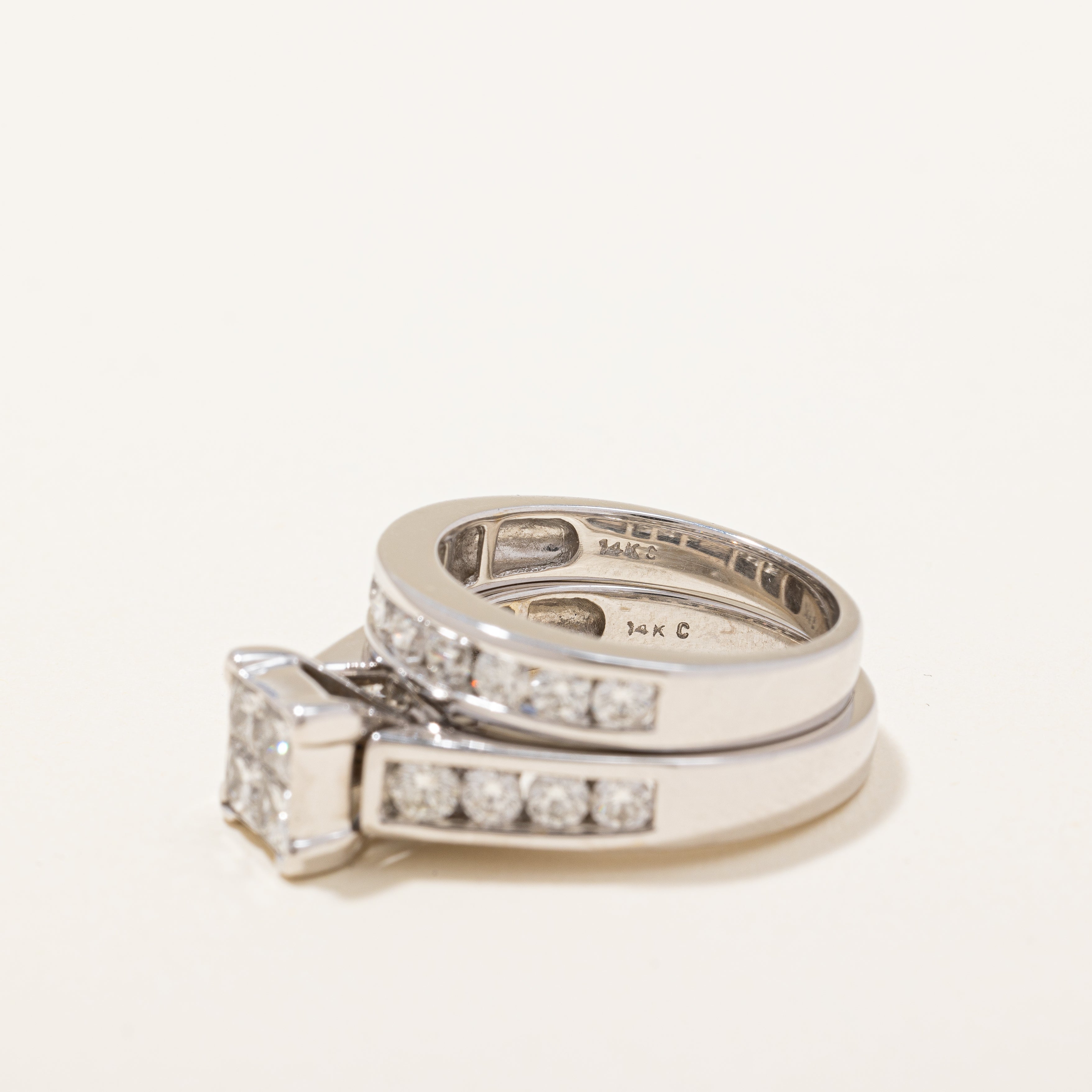 Princess Cluster Diamond Wedding Set | 2.0 ctw | SZ 7.25 |