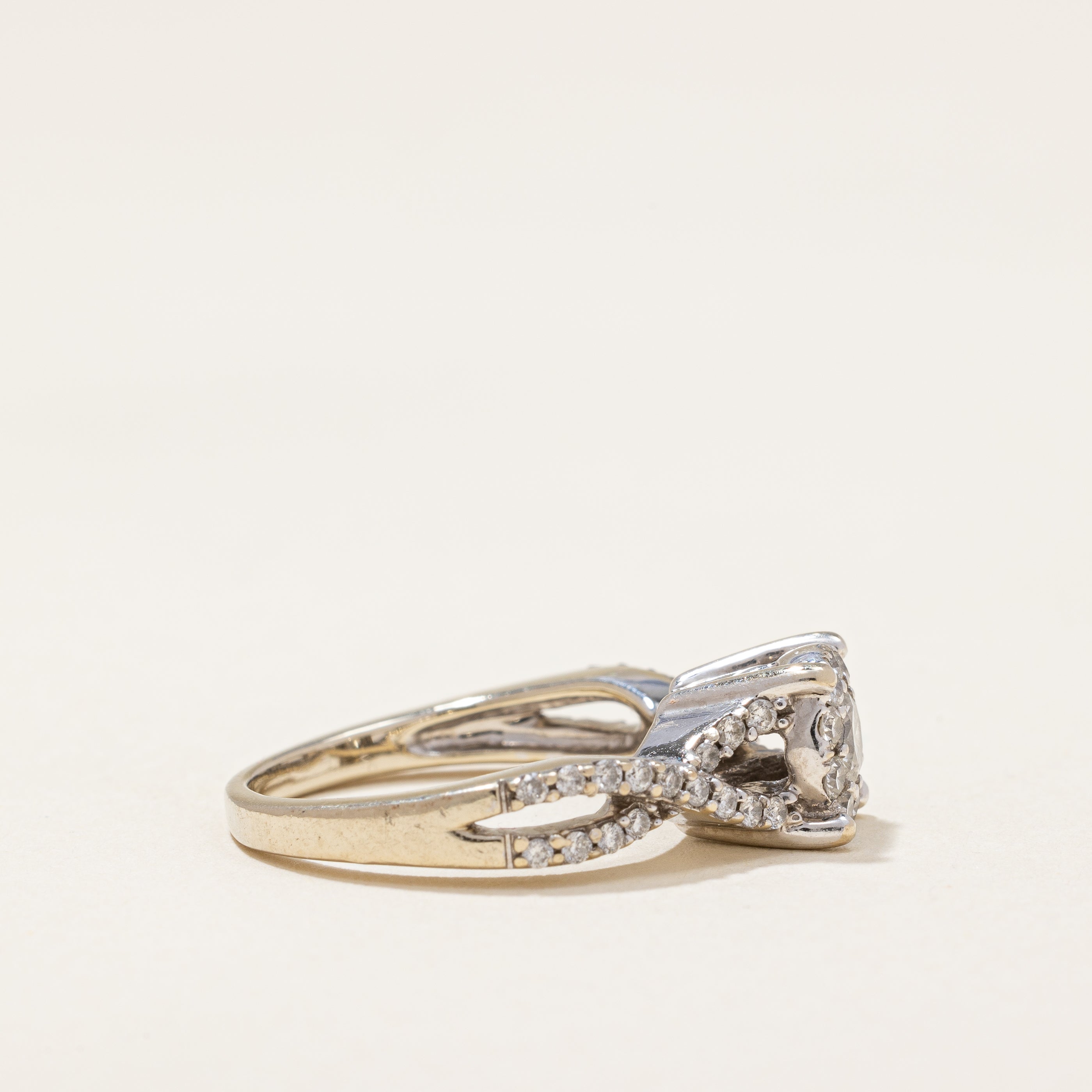 Braided Band Diamond Halo Ring | 0.77 ctw | SZ 5.75 |