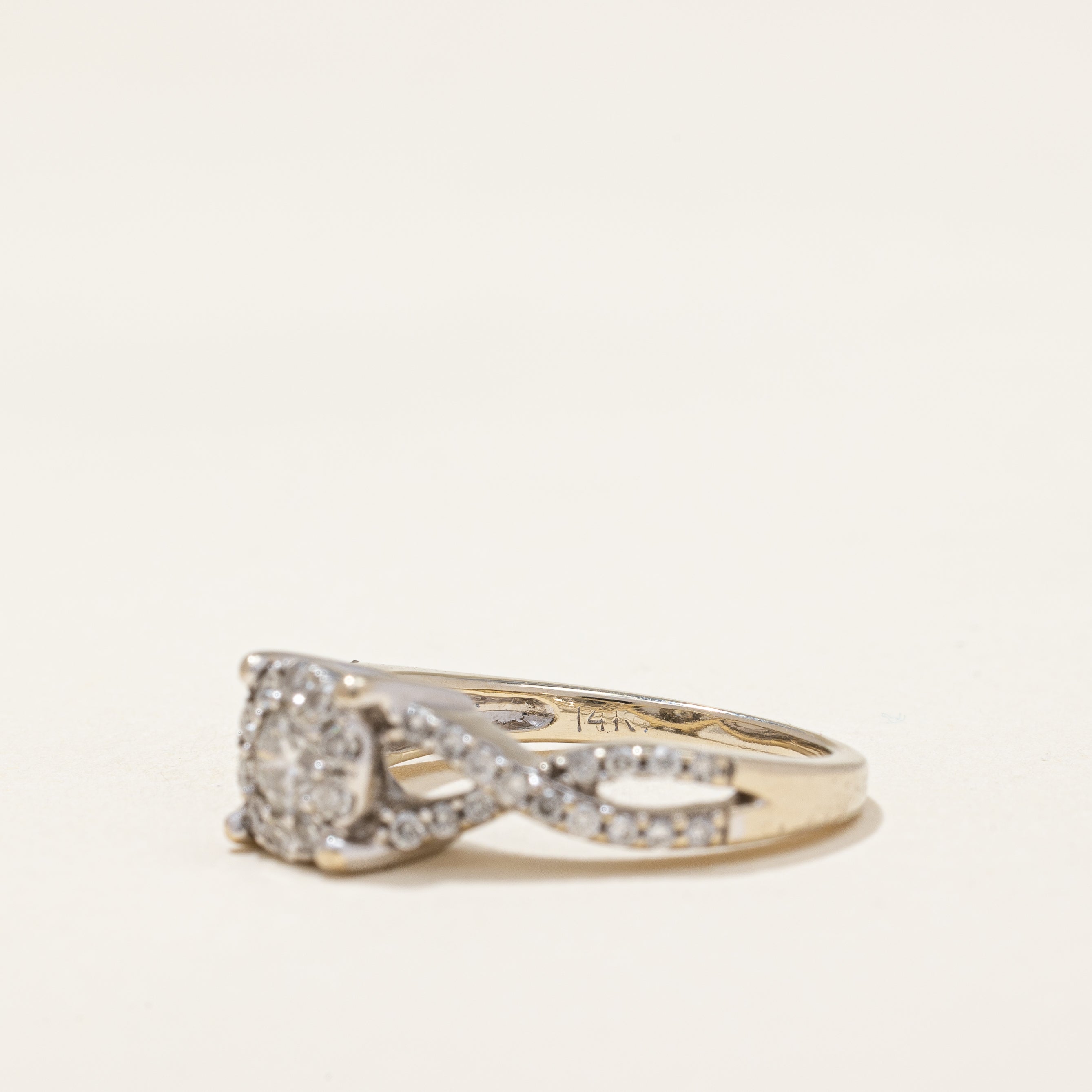 Braided Band Diamond Halo Ring | 0.77 ctw | SZ 5.75 |