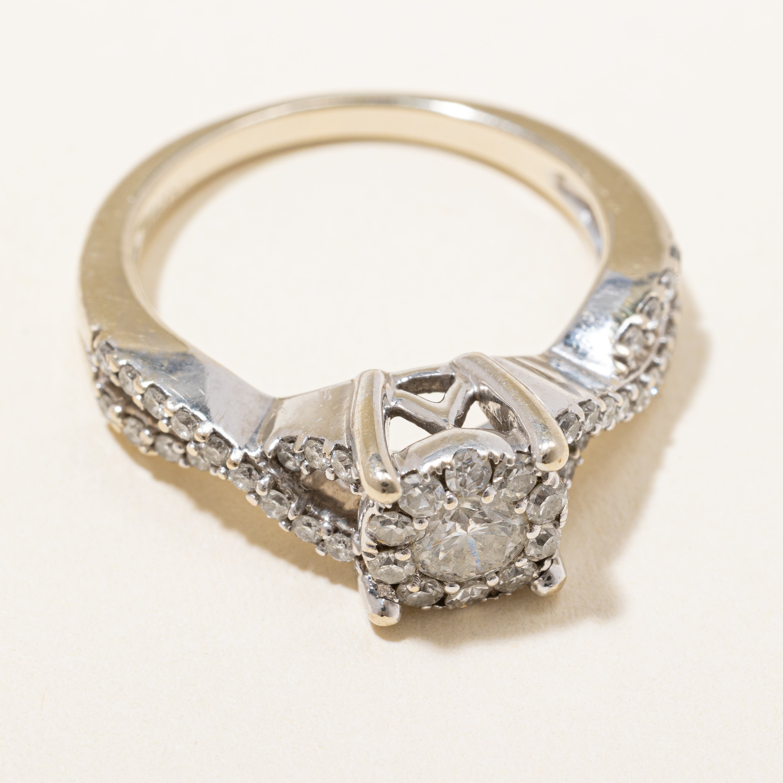 Braided Band Diamond Halo Ring | 0.77 ctw | SZ 5.75 |