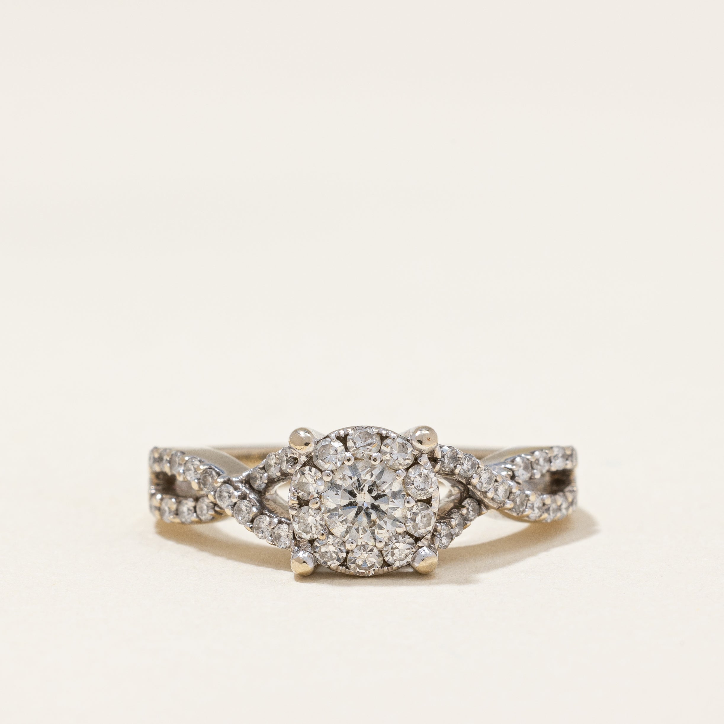 Braided Band Diamond Halo Ring | 0.77 ctw | SZ 5.75 |