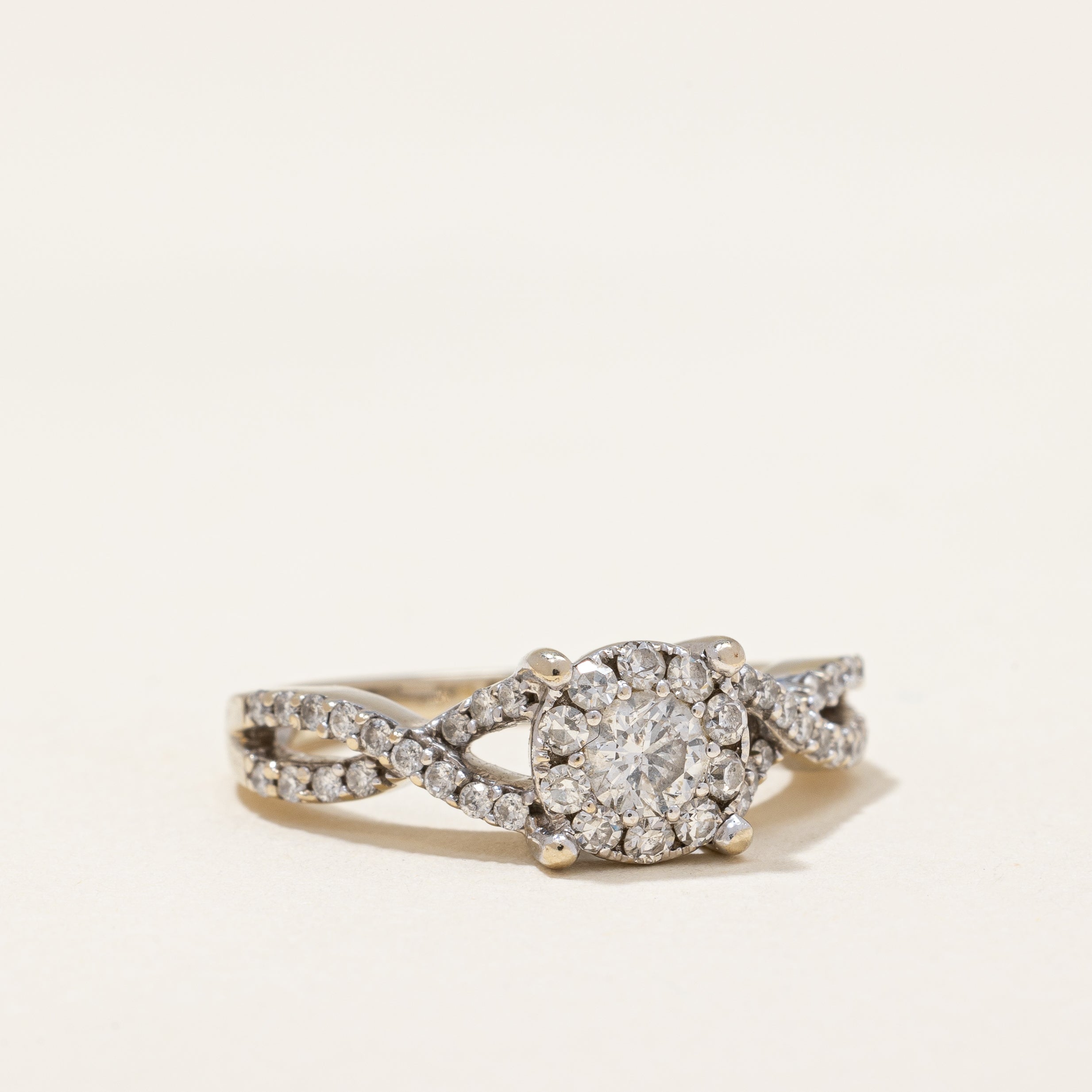 Braided Band Diamond Halo Ring | 0.77 ctw | SZ 5.75 |