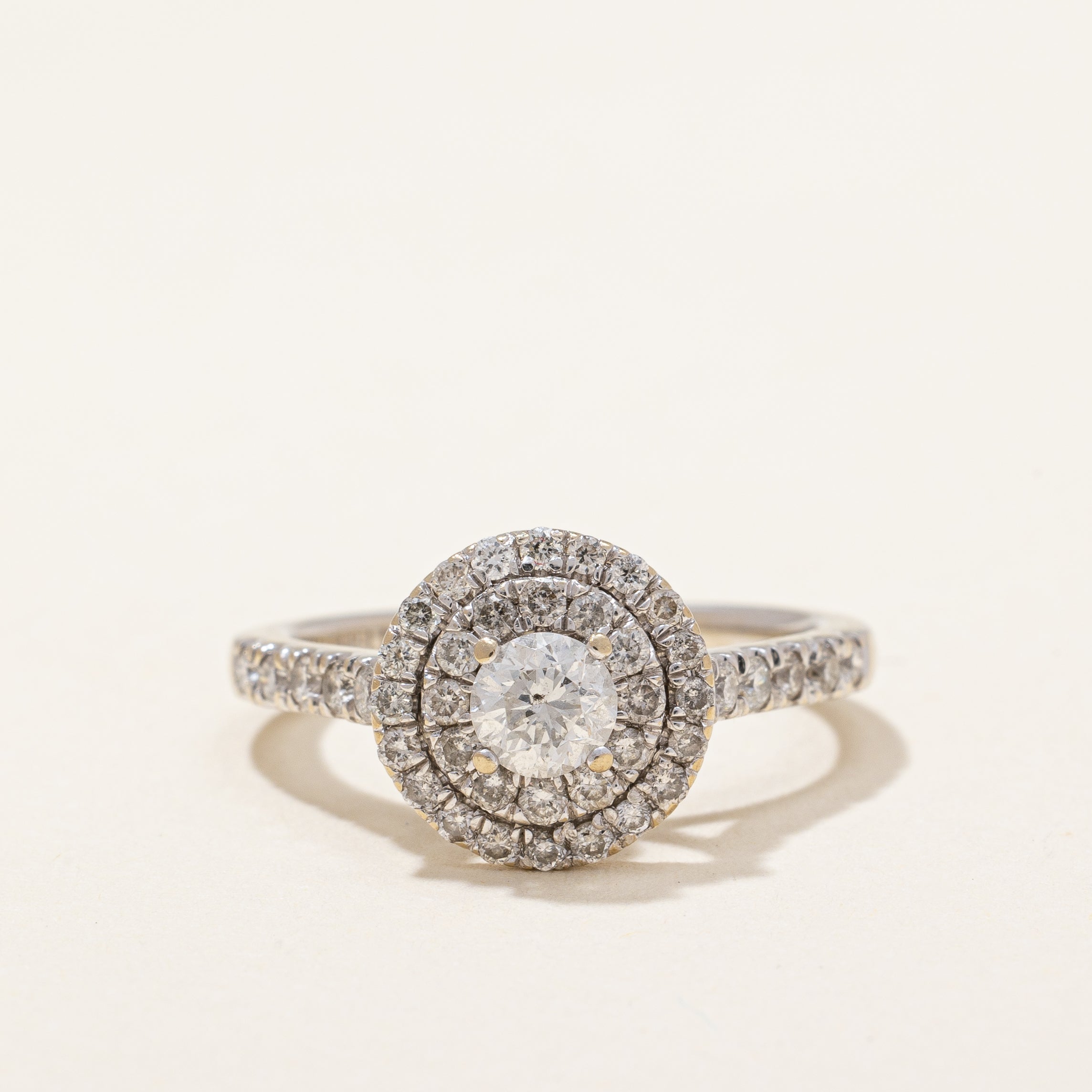 Double Halo Diamond Engagement Ring | 0.80 ctw | SZ 4.5 |