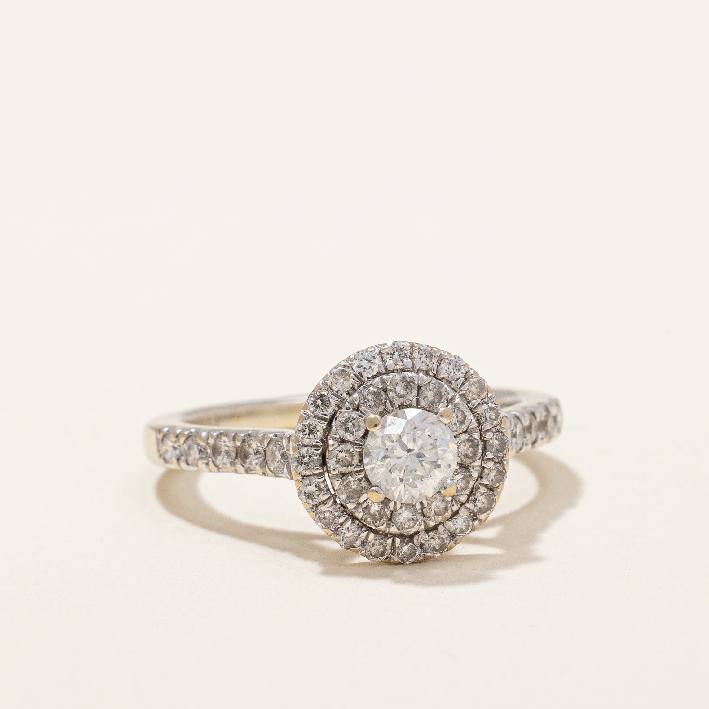 Double Halo Diamond Engagement Ring | 0.80 ctw | SZ 4.5 |
