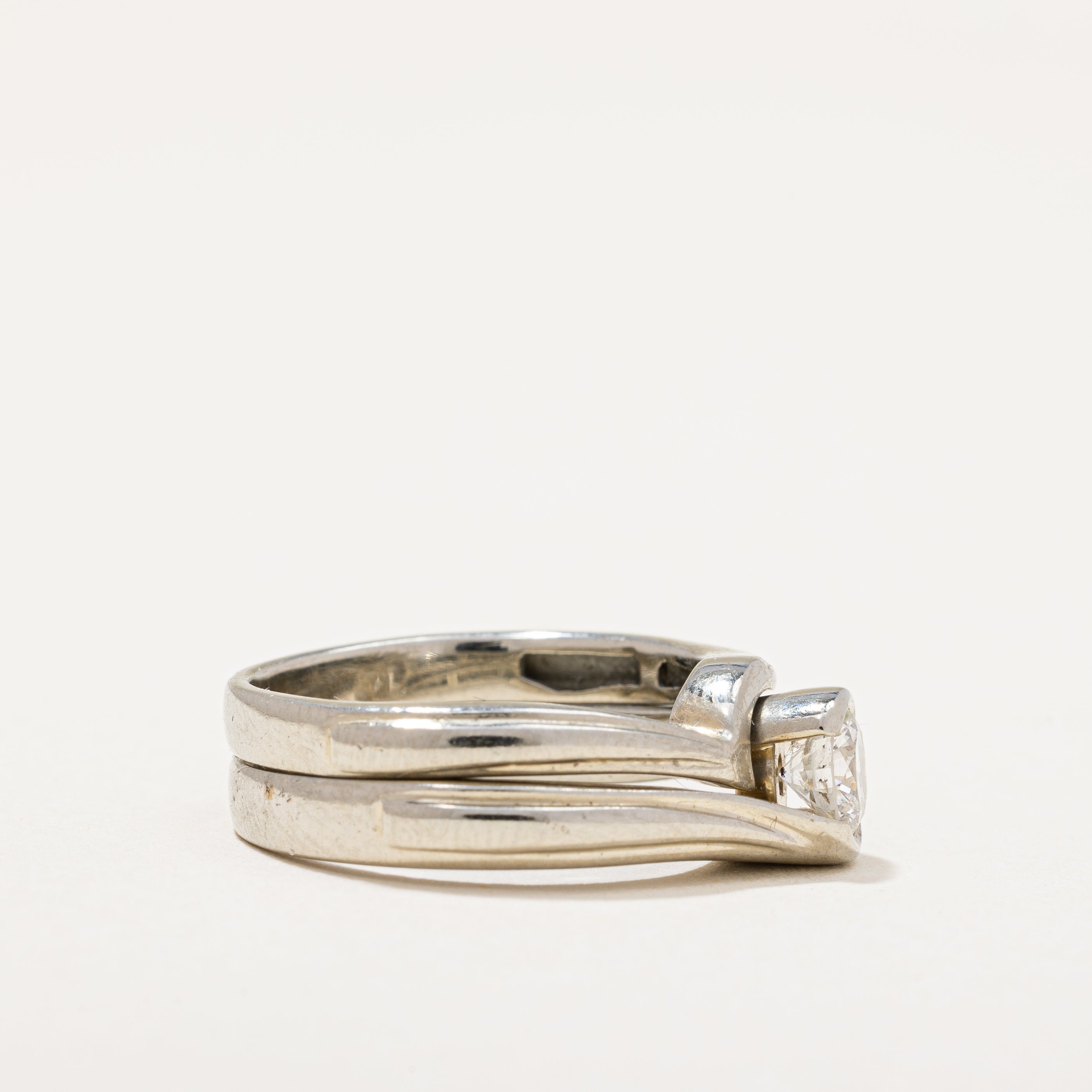 Solitaire Diamond Bypass Wedding Set | 0.47 ctw | SZ 6.25 |