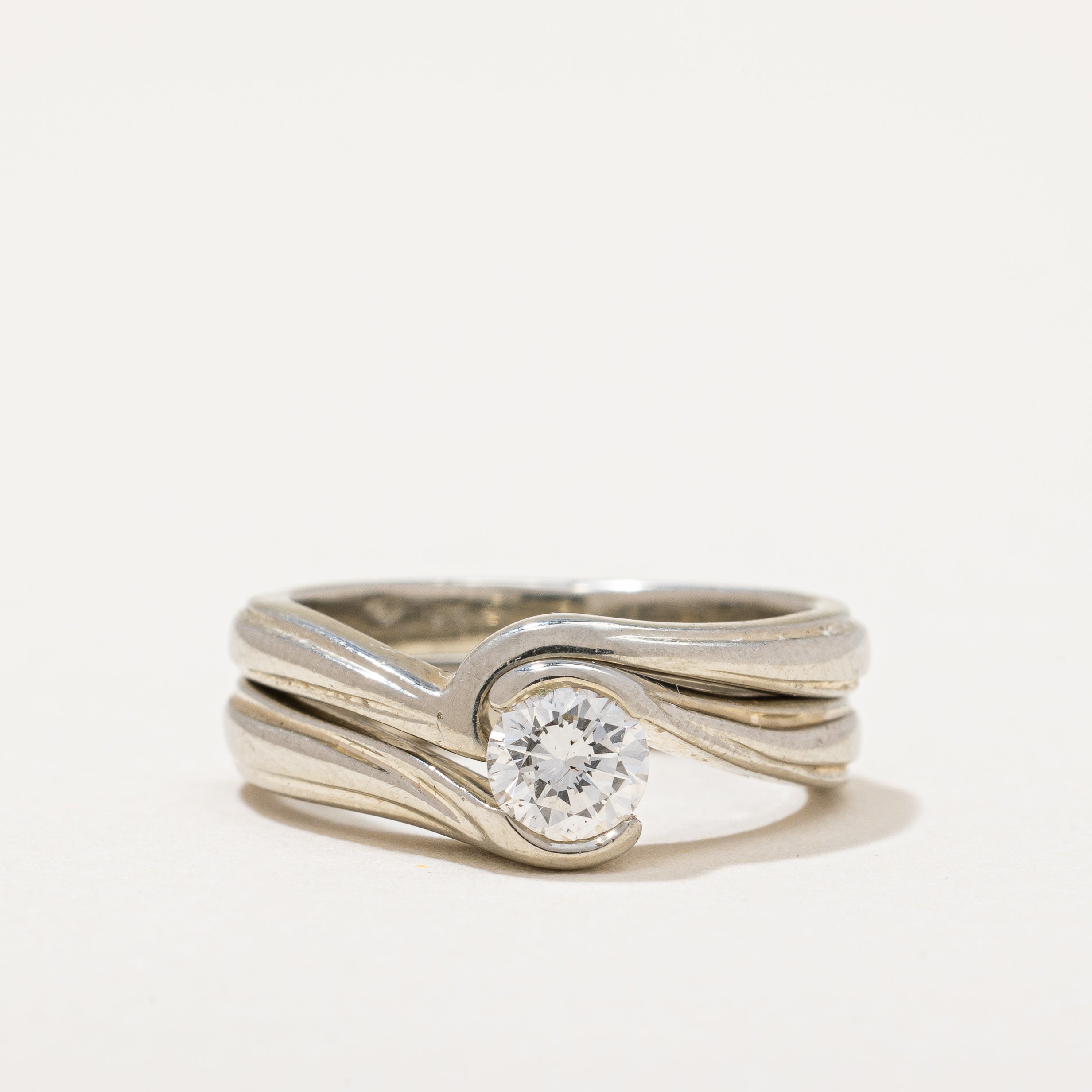Solitaire Diamond Bypass Wedding Set | 0.47 ctw | SZ 6.25 |