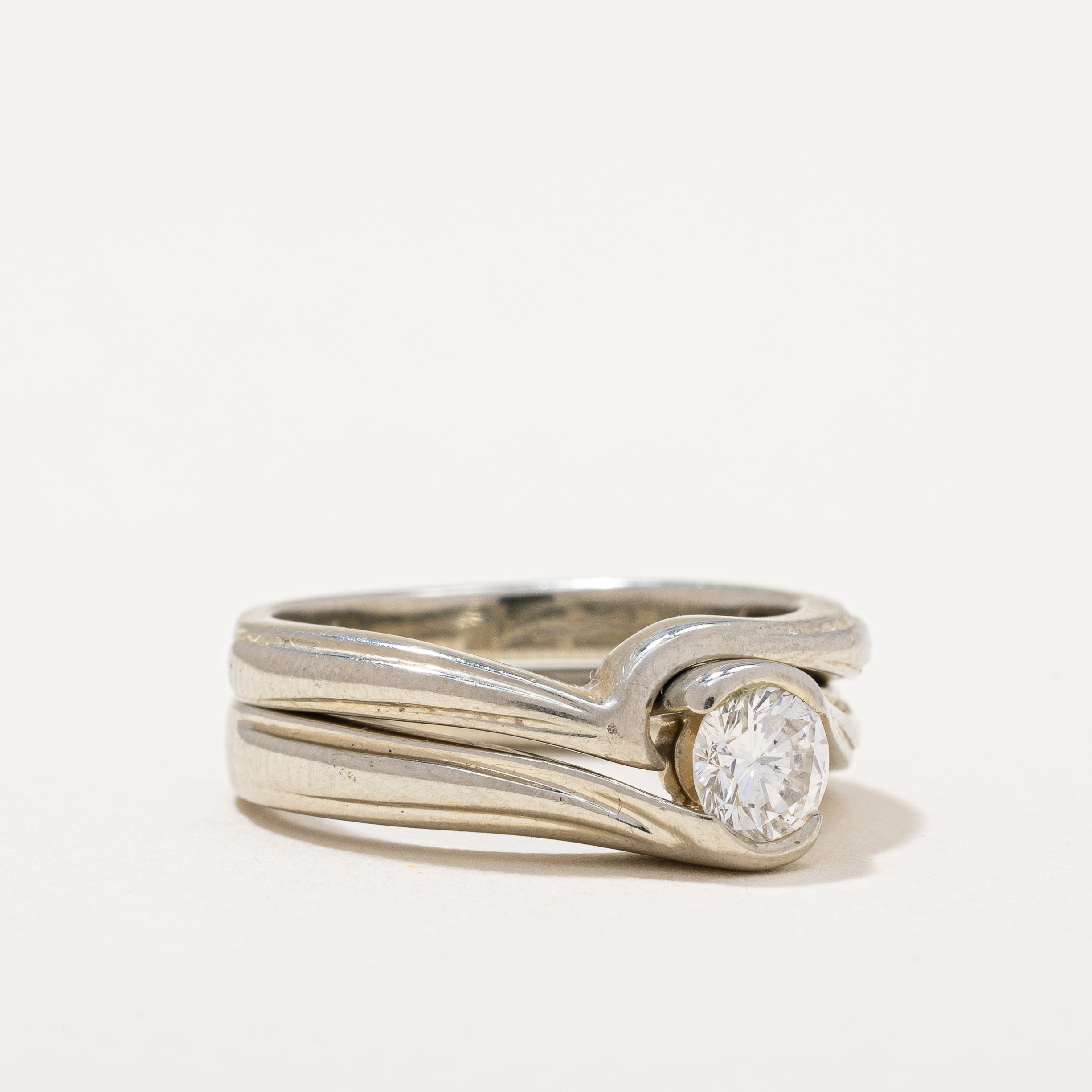 Solitaire Diamond Bypass Wedding Set | 0.47 ctw | SZ 6.25 |
