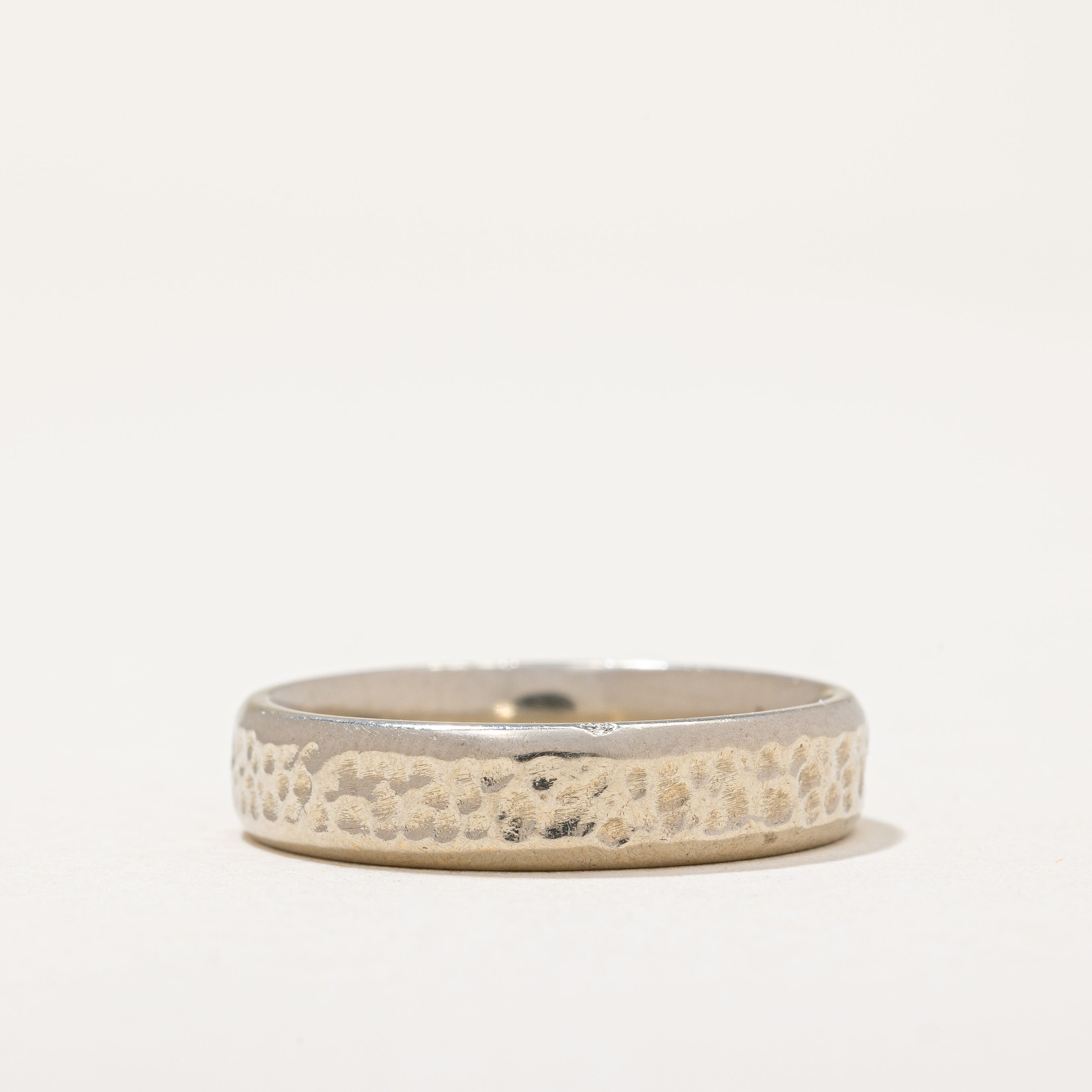 Hammered White Gold Band | SZ 8.25 |
