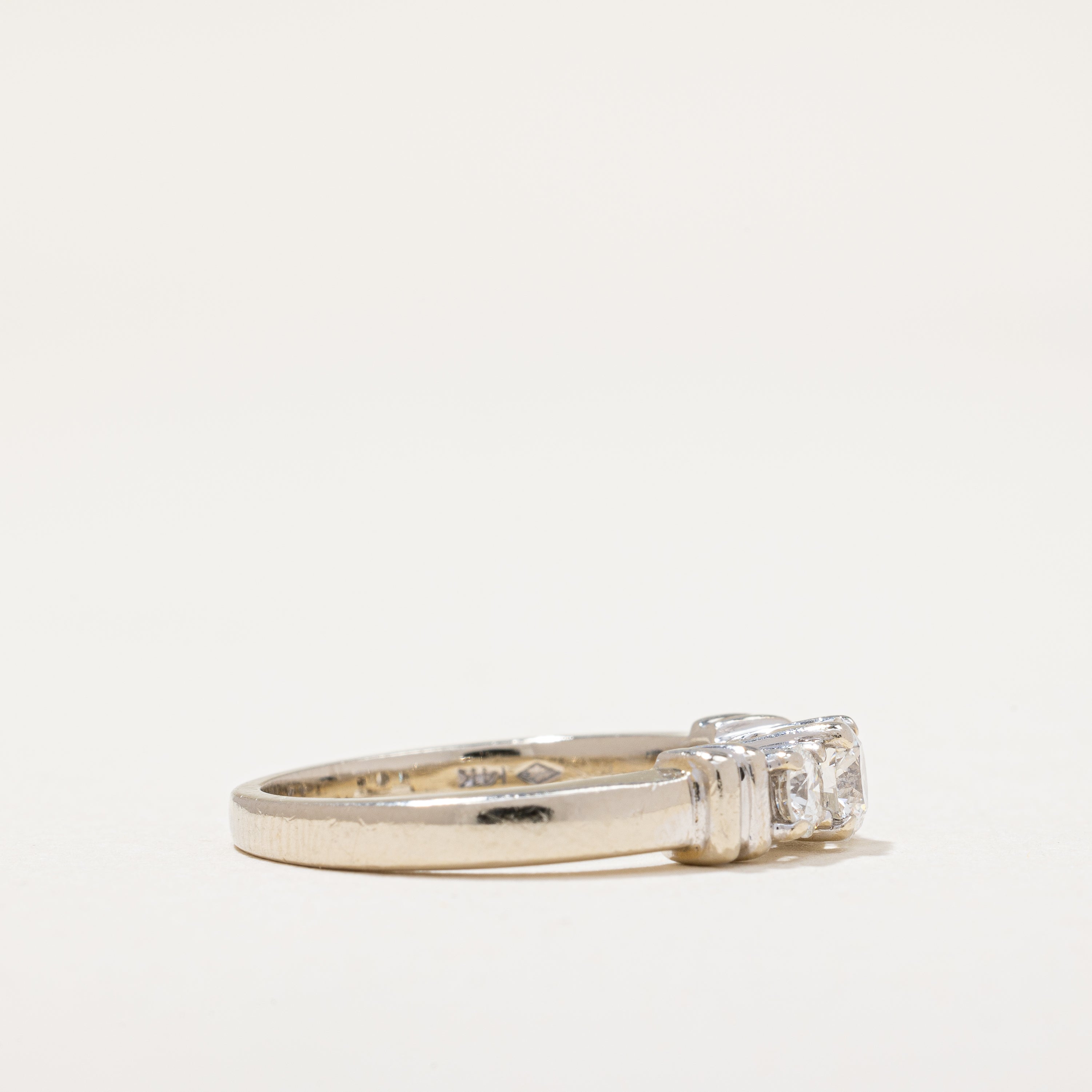 Flush Three Stone Diamond Engagement Ring | 0.74 ctw | SZ 7.5 |