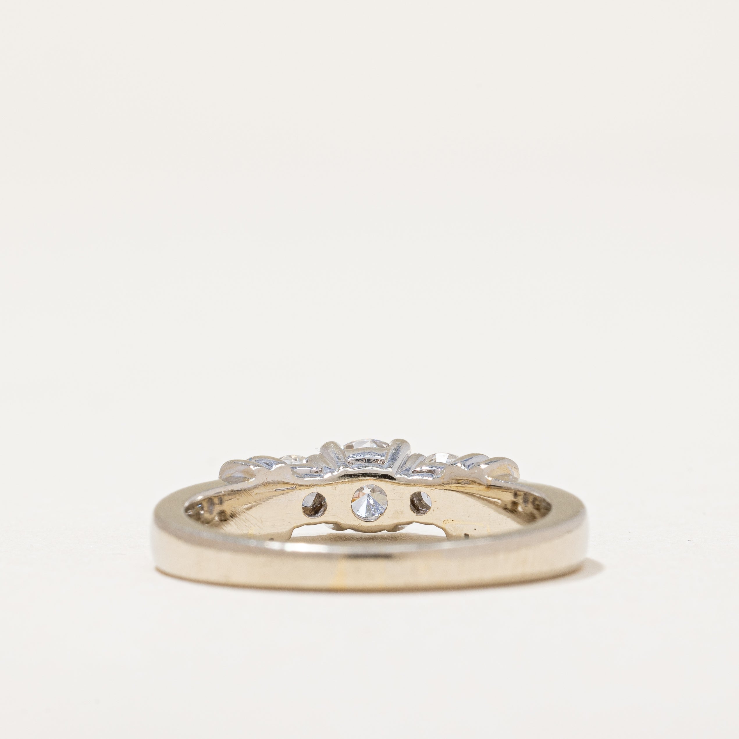 Flush Three Stone Diamond Engagement Ring | 0.74 ctw | SZ 7.5 |