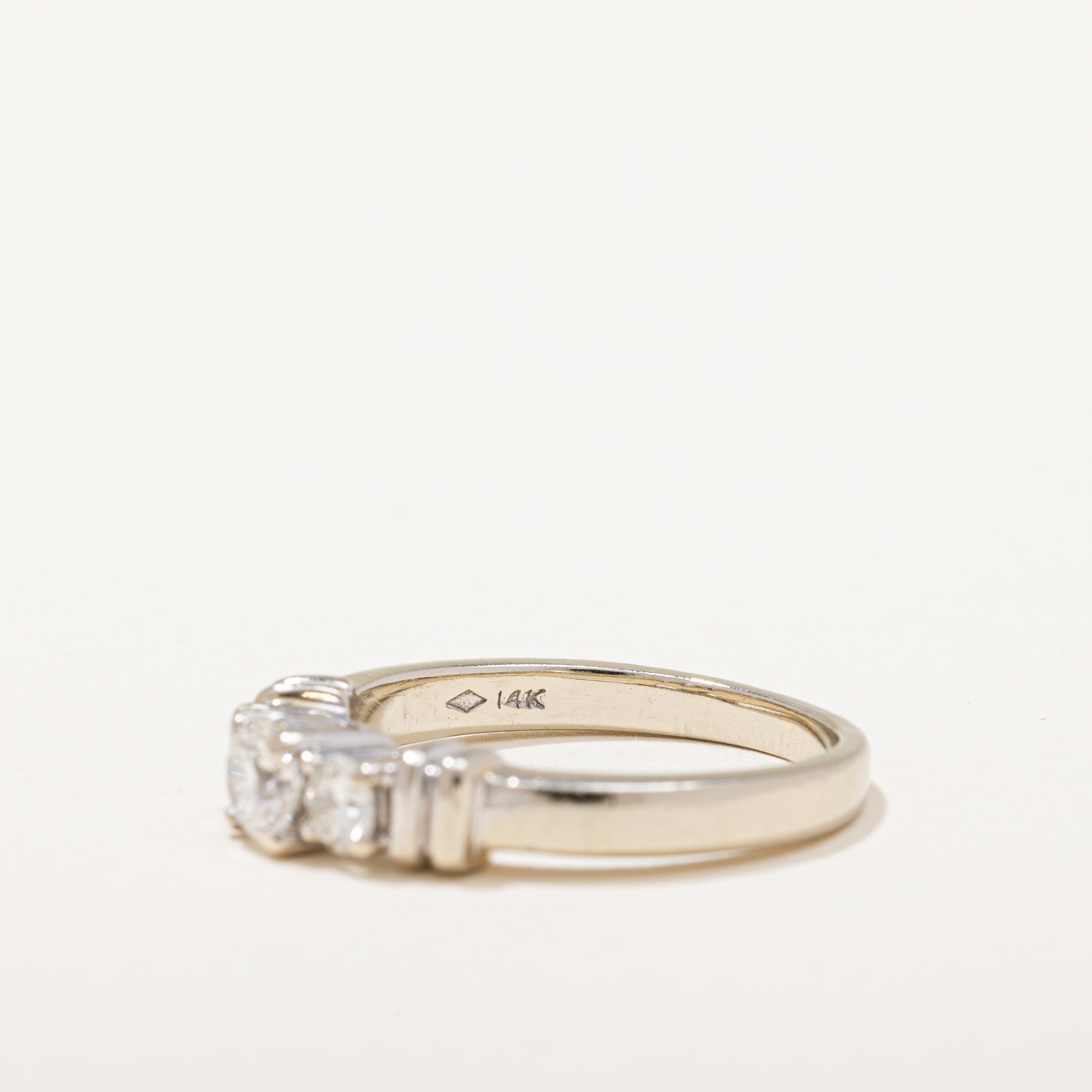 Flush Three Stone Diamond Engagement Ring | 0.74 ctw | SZ 7.5 |