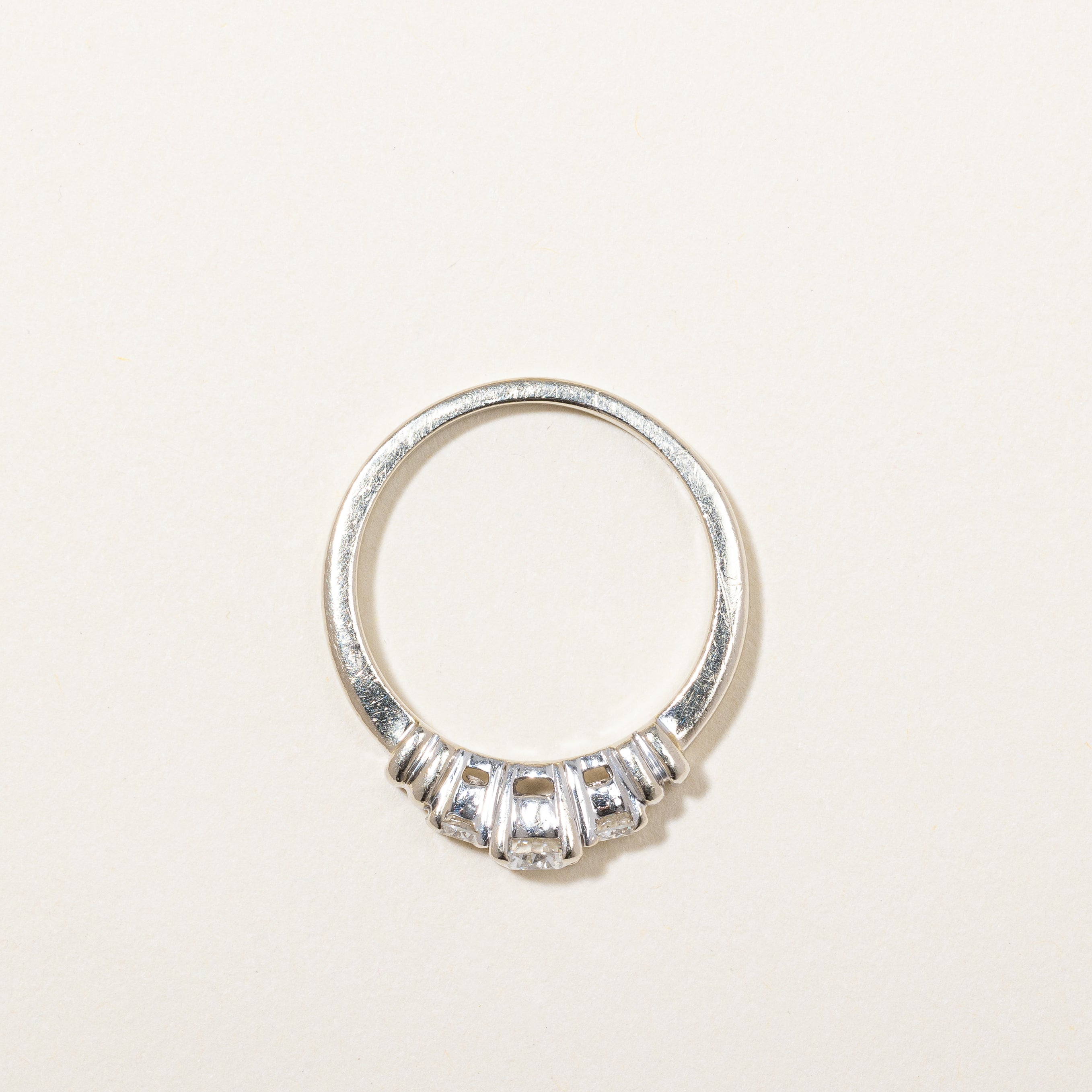 Flush Three Stone Diamond Engagement Ring | 0.74 ctw | SZ 7.5 |
