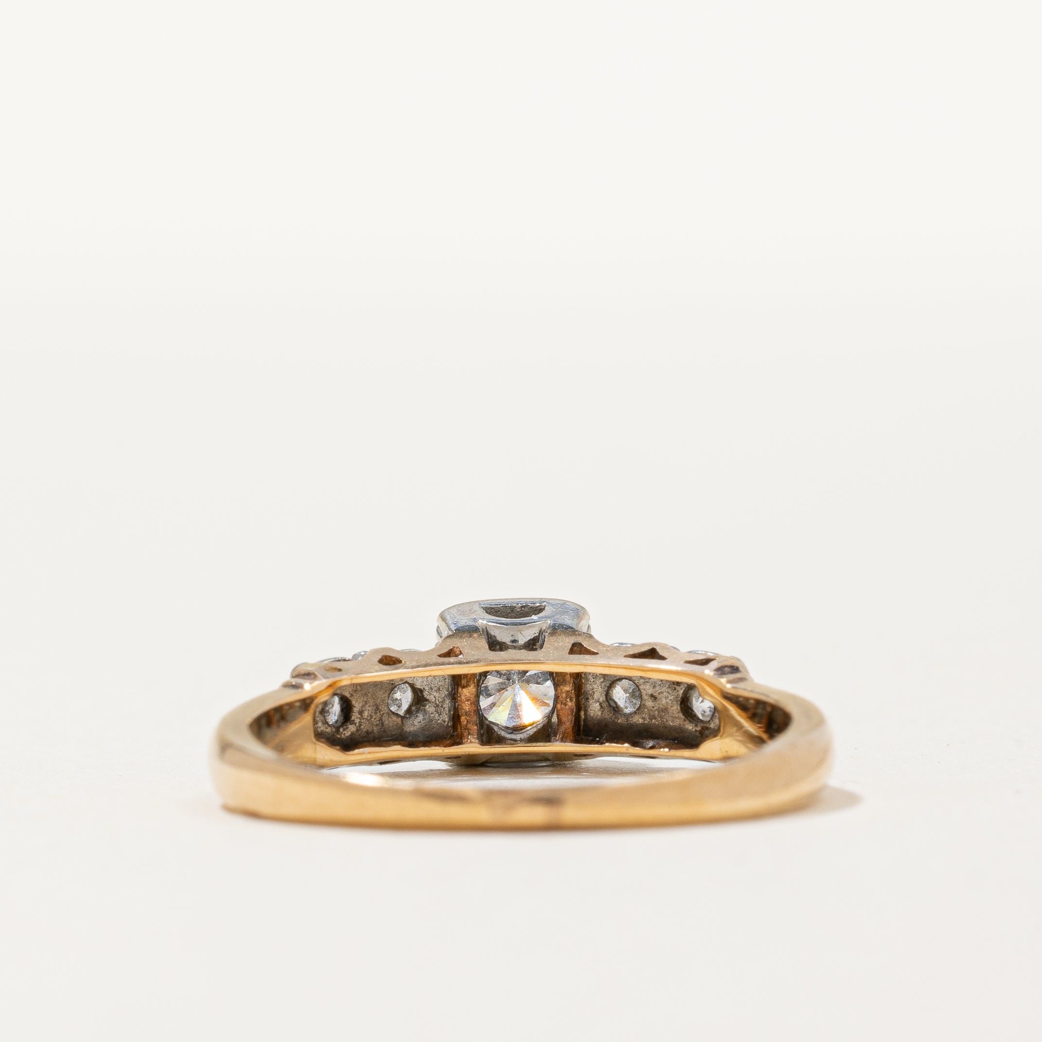 Retro Era Two Tone Diamond Engagement Ring | 0.31 ctw | SZ 6.75 |