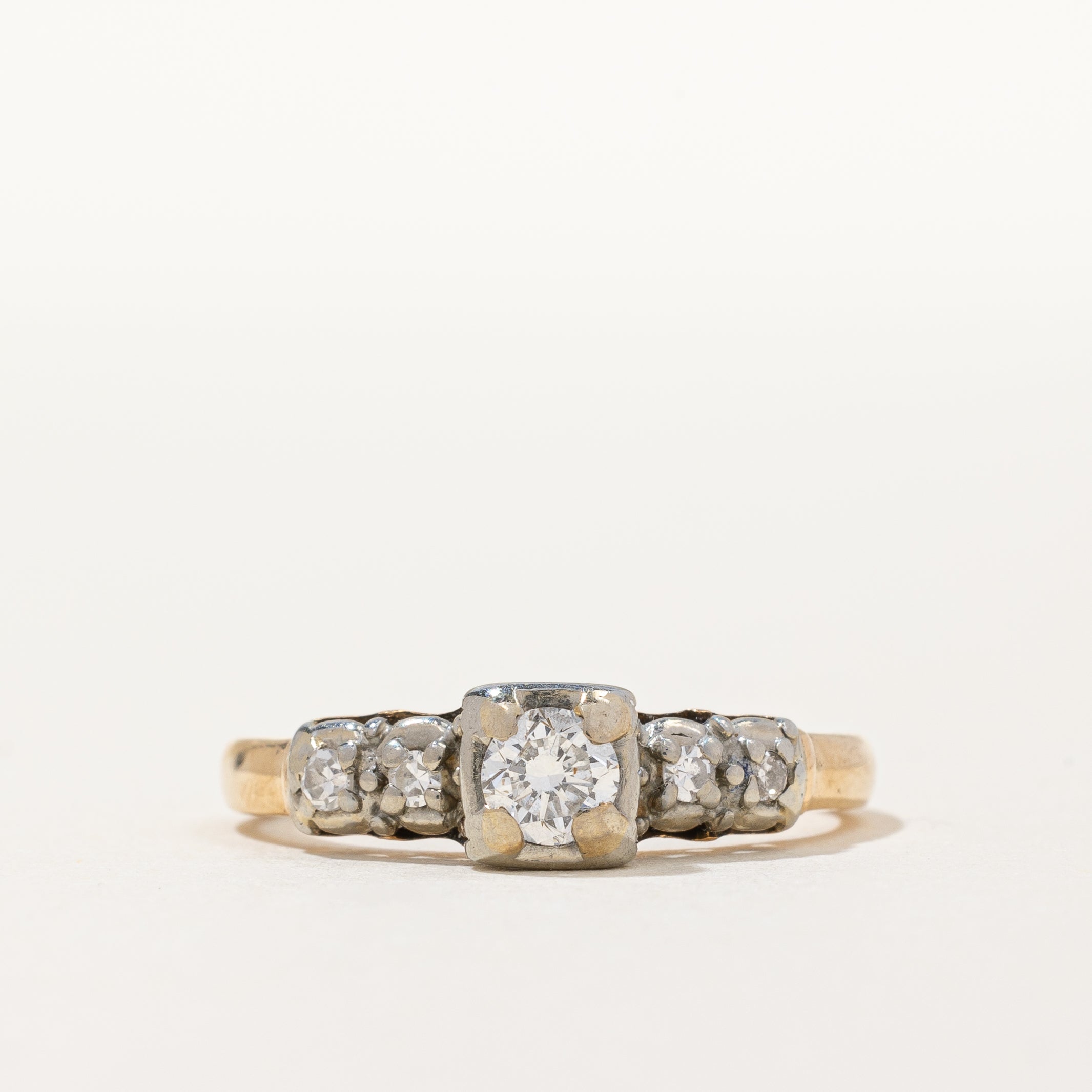 Retro Era Two Tone Diamond Engagement Ring | 0.31 ctw | SZ 6.75 |