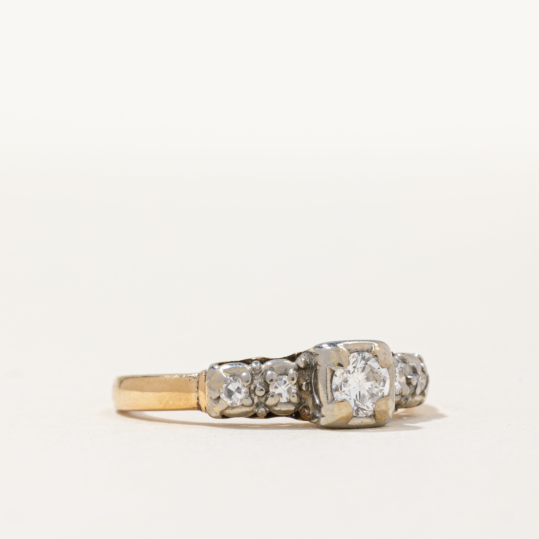 Retro Era Two Tone Diamond Engagement Ring | 0.31 ctw | SZ 6.75 |
