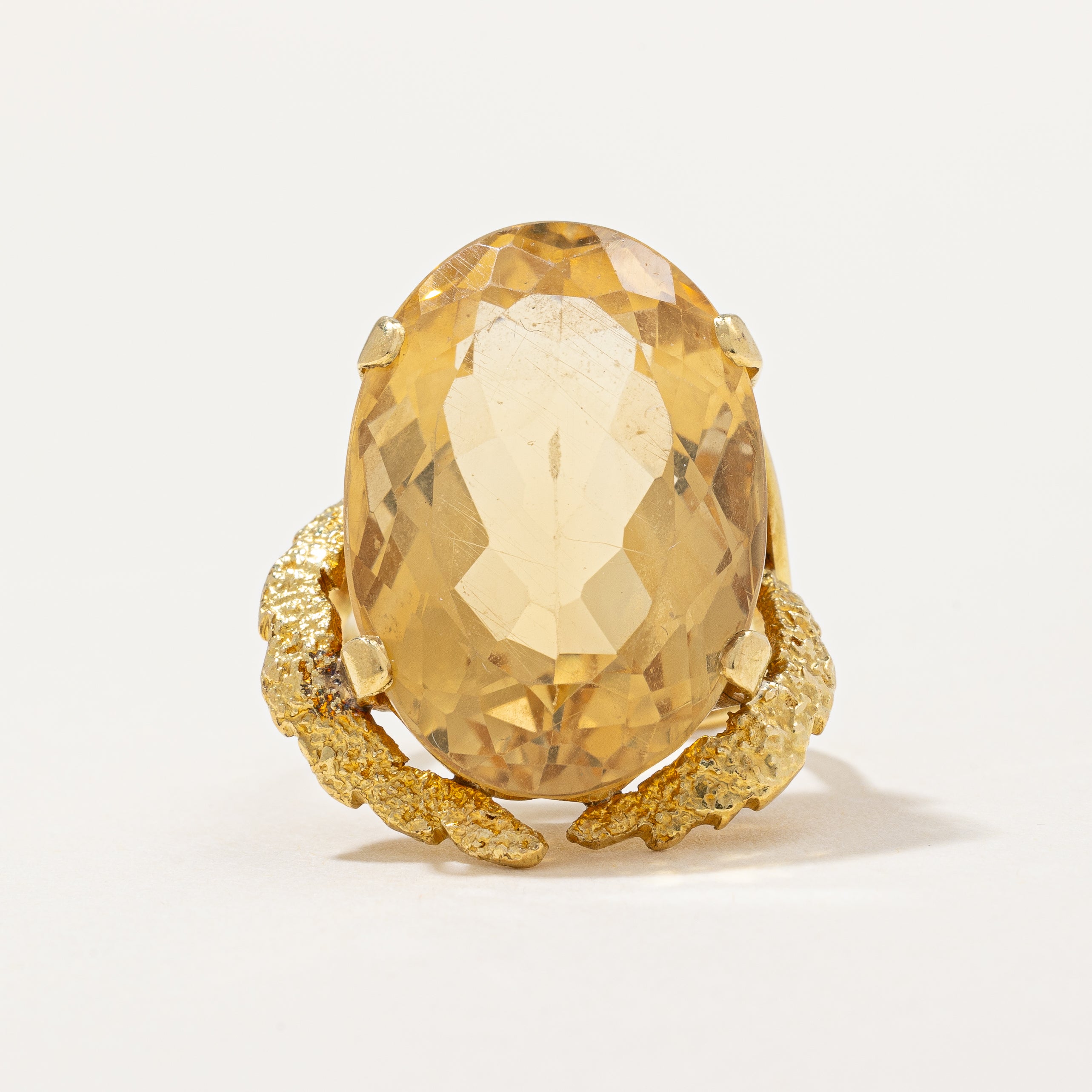 Large Citrine Cocktail Ring | 25.0 ct Citrine | SZ 4 |