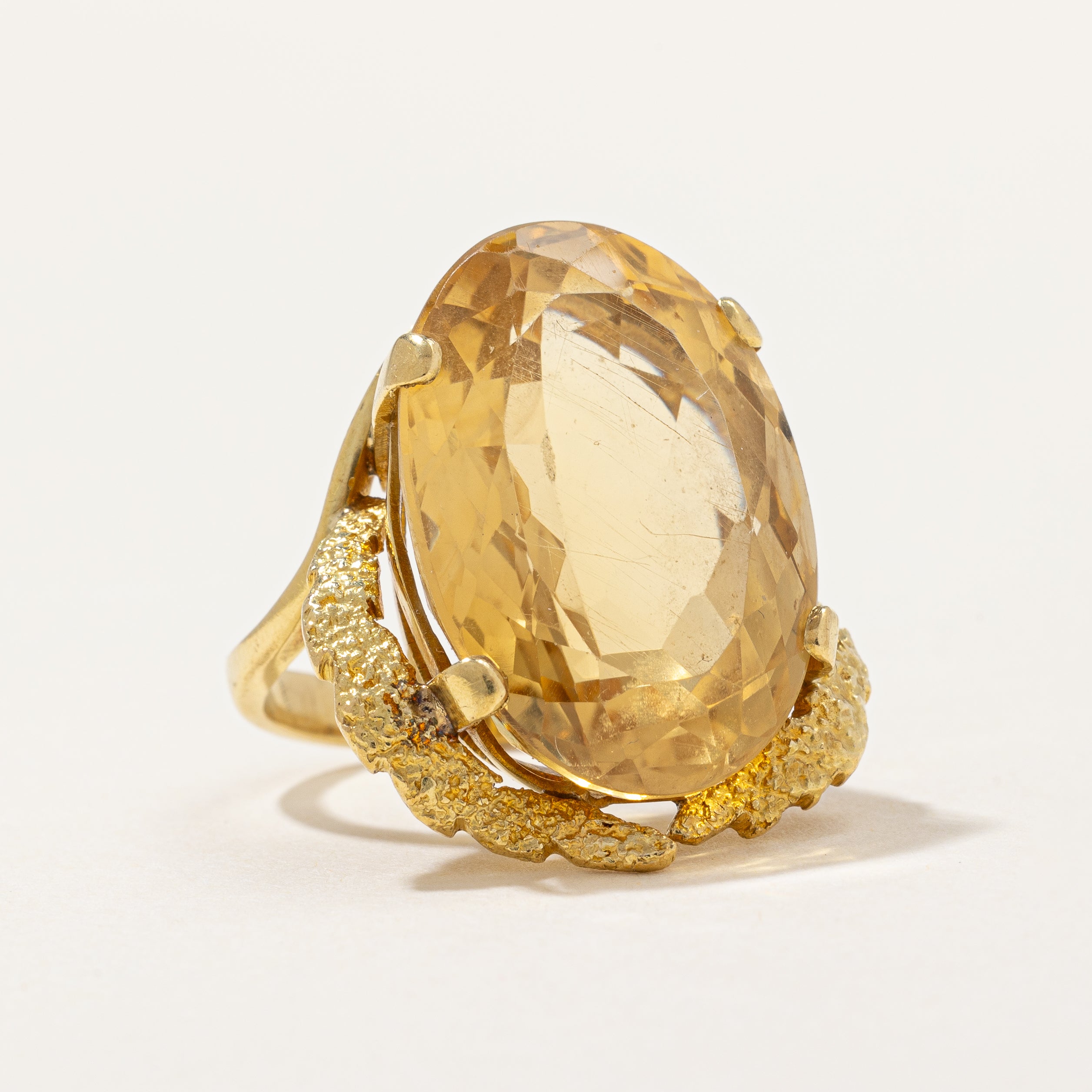 Large Citrine Cocktail Ring | 25.0 ct Citrine | SZ 4 |
