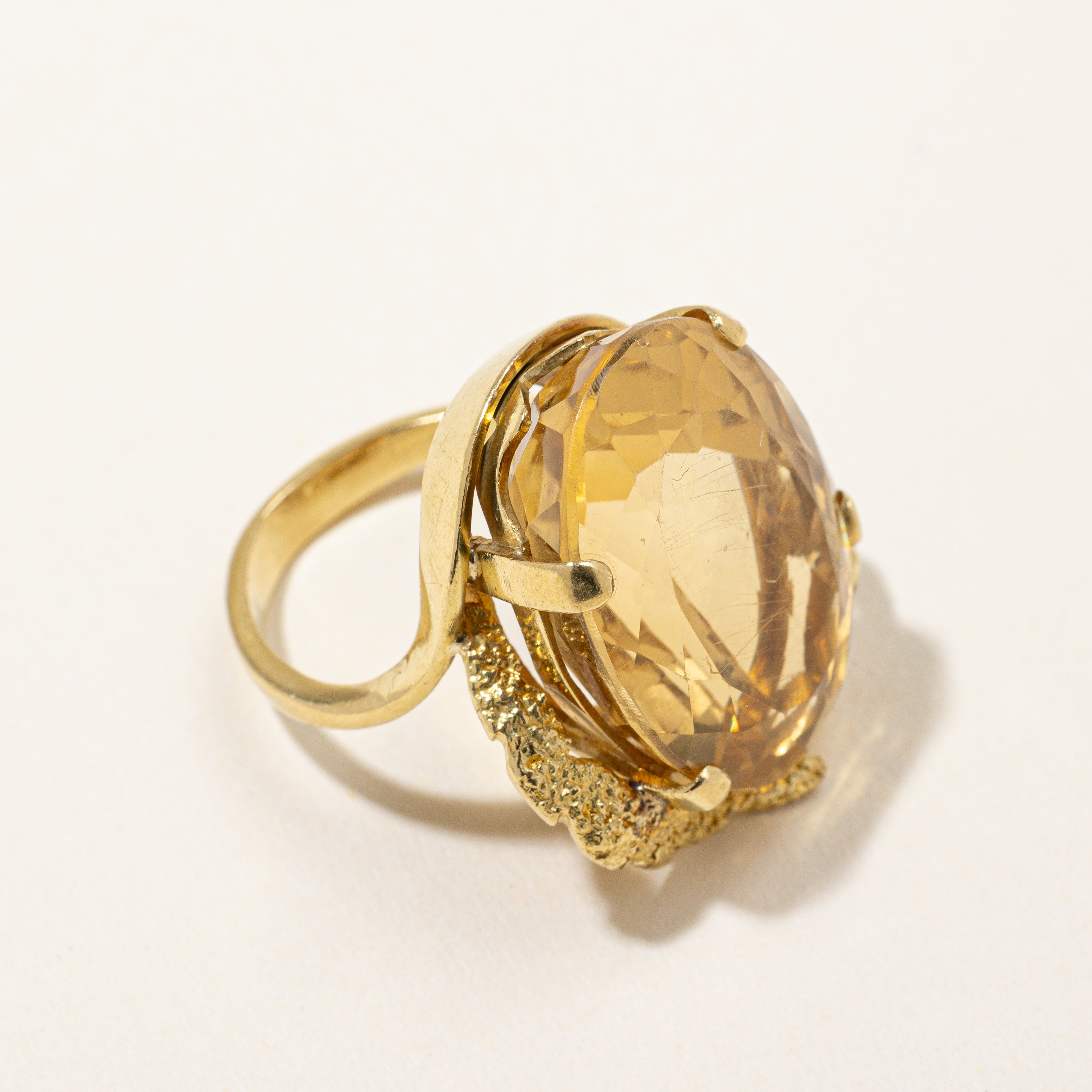 Large Citrine Cocktail Ring | 25.0 ct Citrine | SZ 4 |