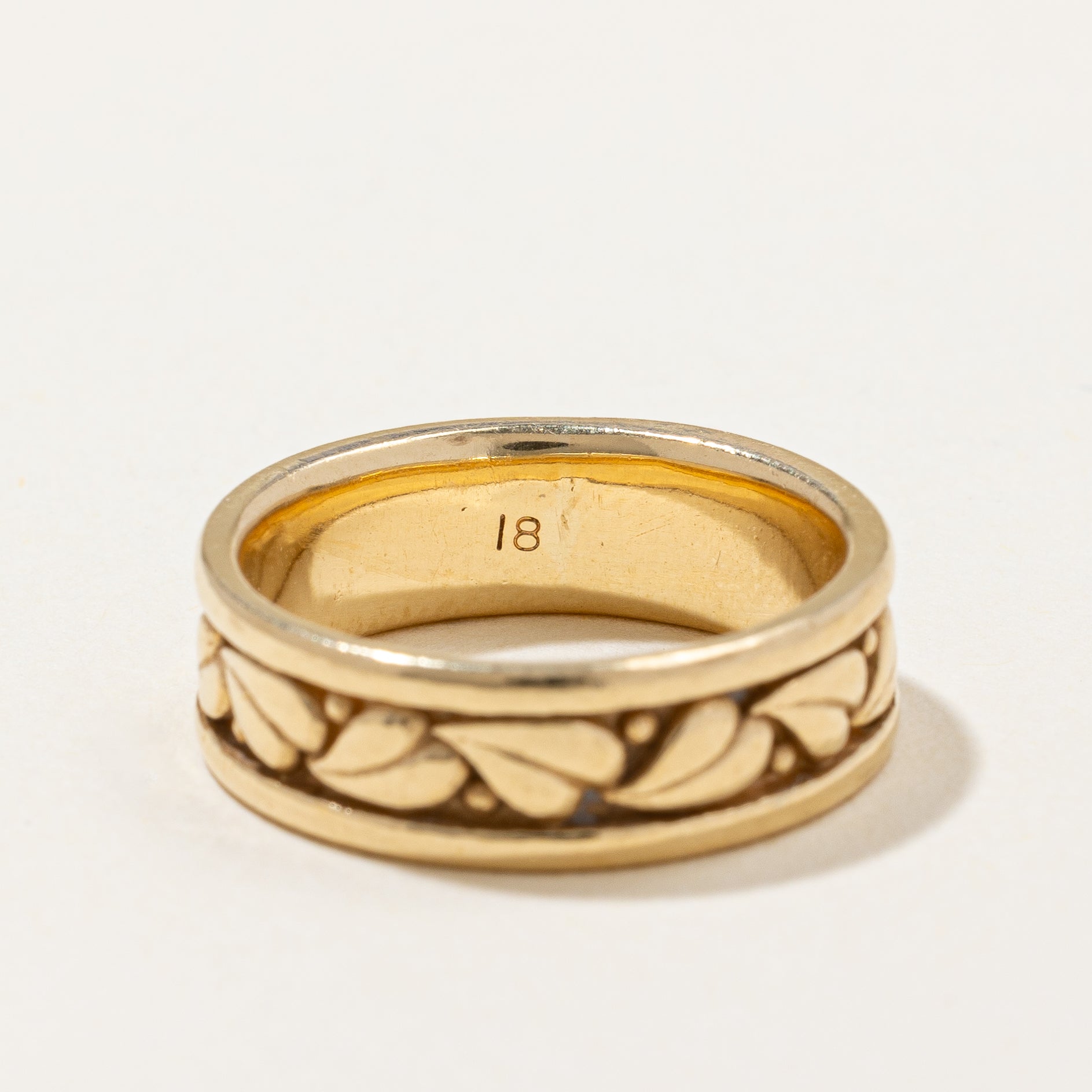 Bague vintage à motif de feuille gravée | Taille 6 |