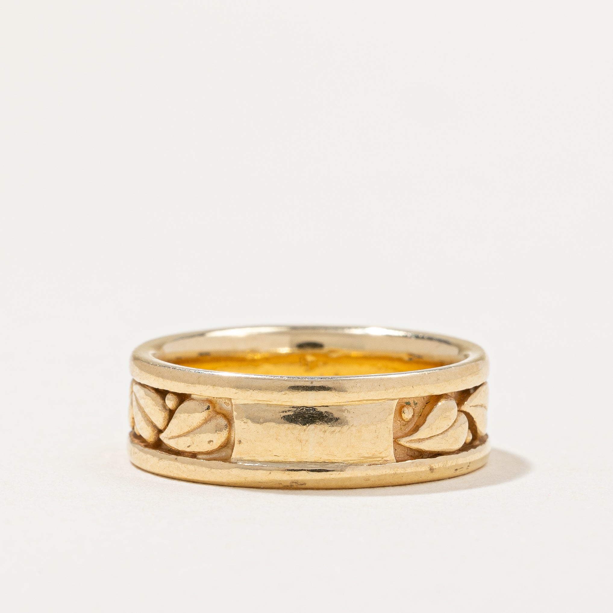 Bague vintage à motif de feuille gravée | Taille 6 |