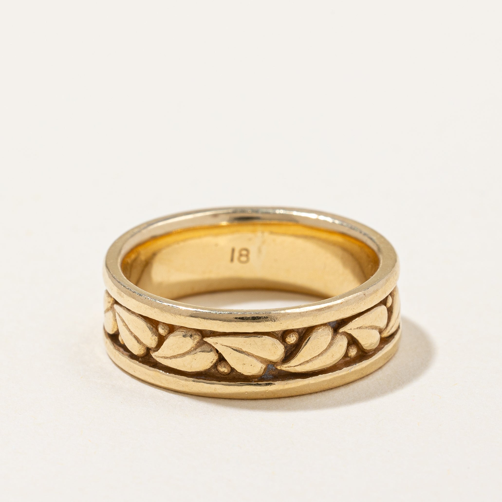 Bague vintage à motif de feuille gravée | Taille 6 |