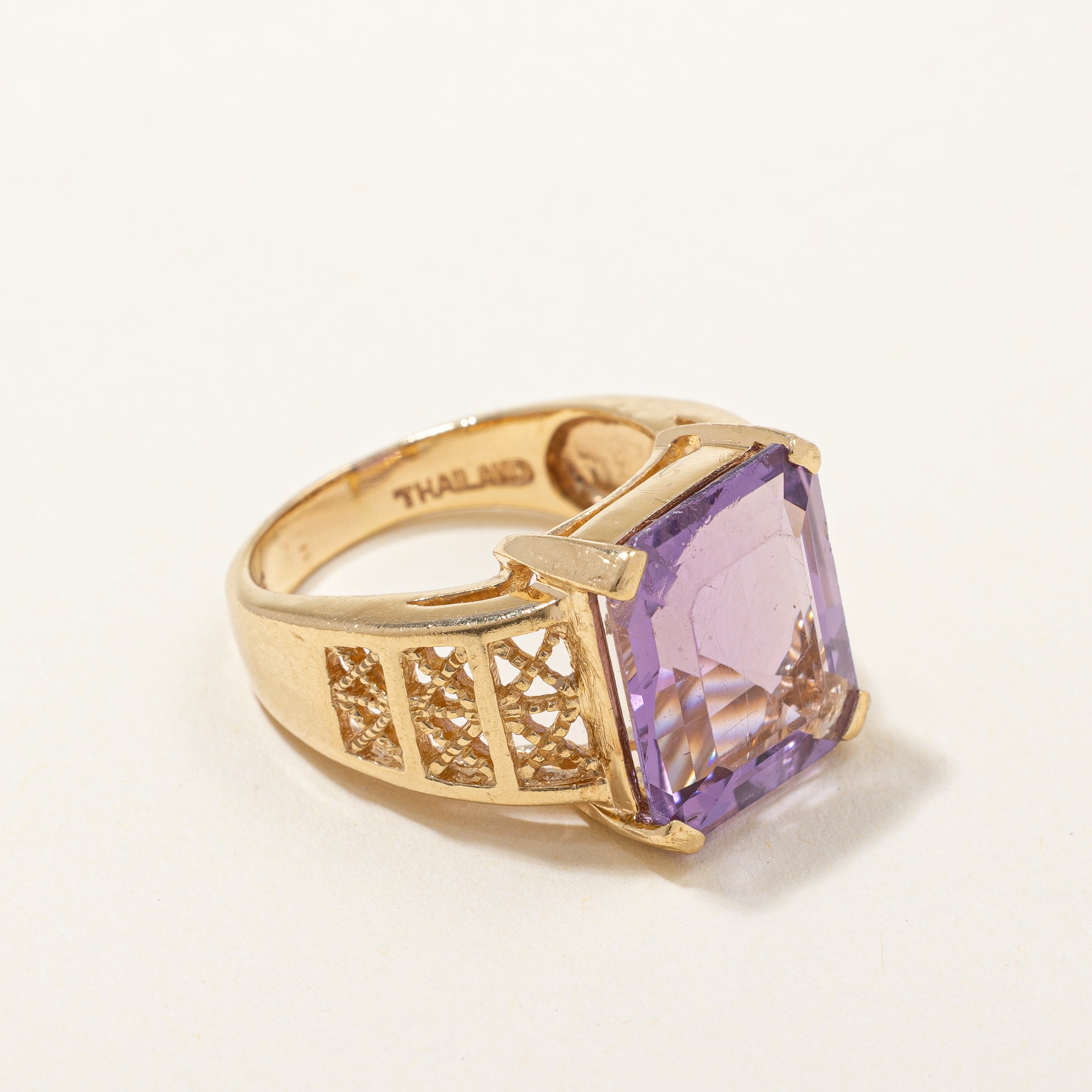 Emerald Cut Amethyst Ring | 10.00ct | SZ 6.5 |