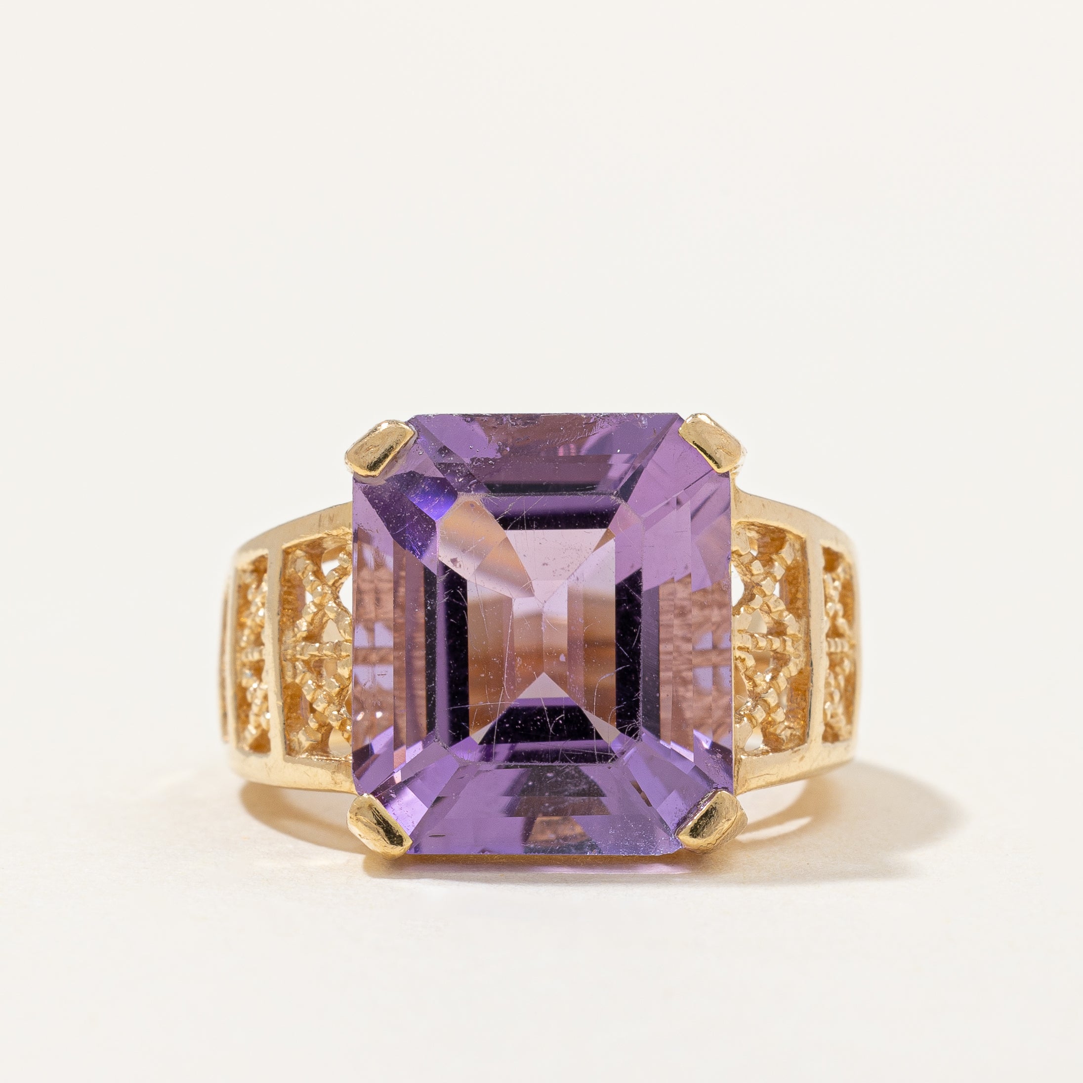 Emerald Cut Amethyst Ring | 10.00ct | SZ 6.5 |