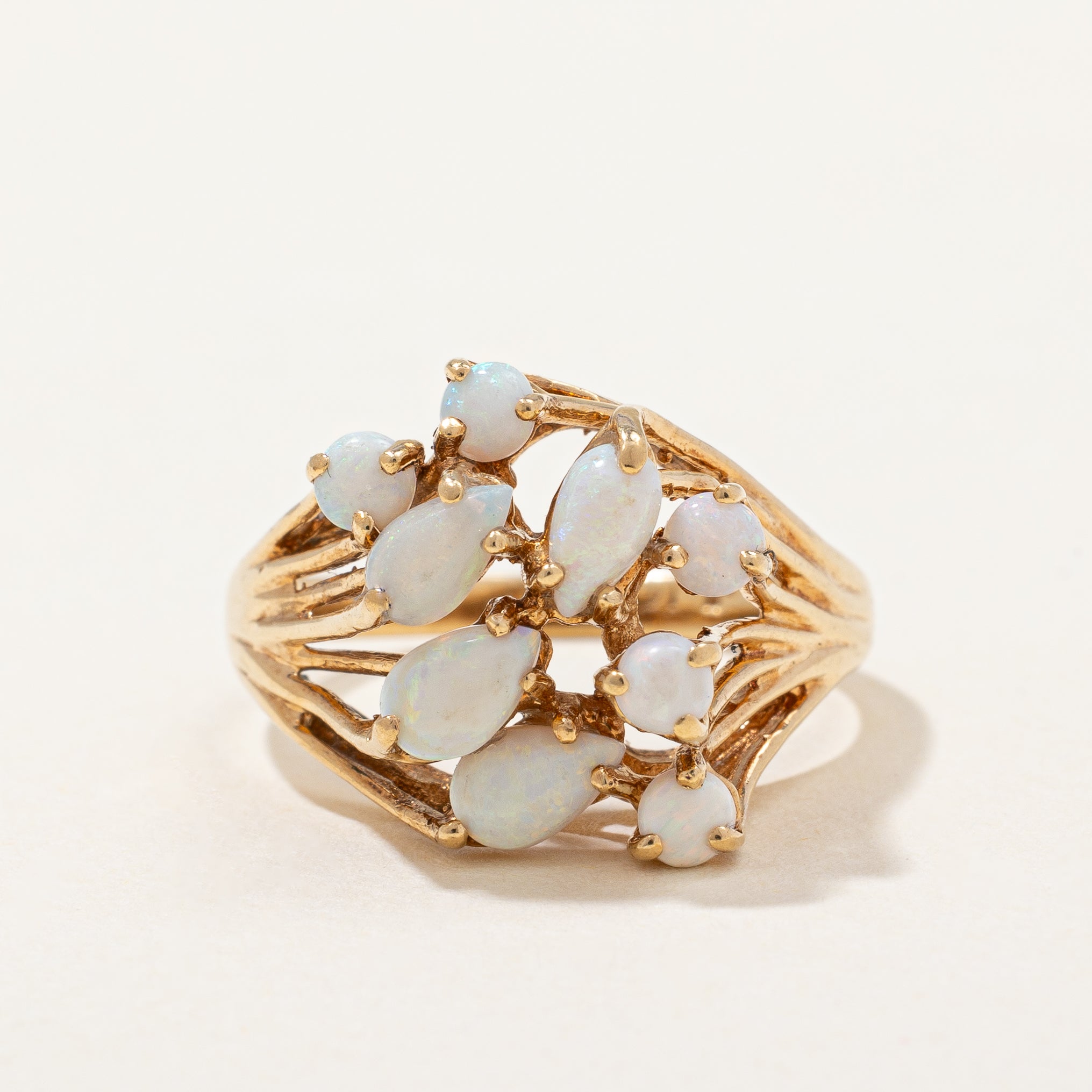 Bague en grappe d'opale | 0,88 ct | Taille 5,75 |