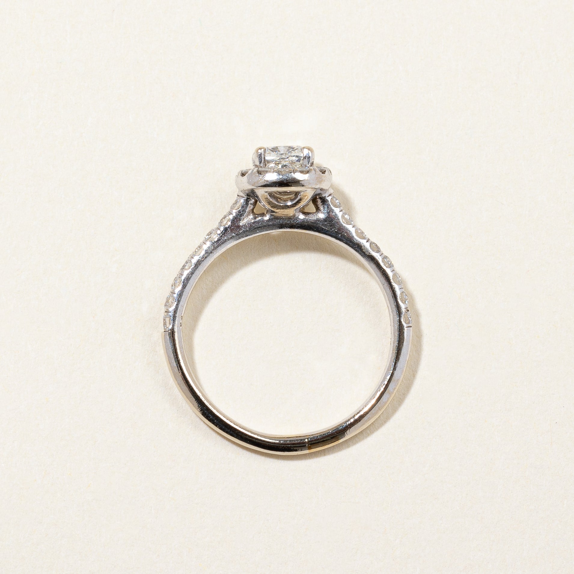 Cushion Cut Diamond Halo Engagement Ring | 0.80ctw | SZ 4.25 |