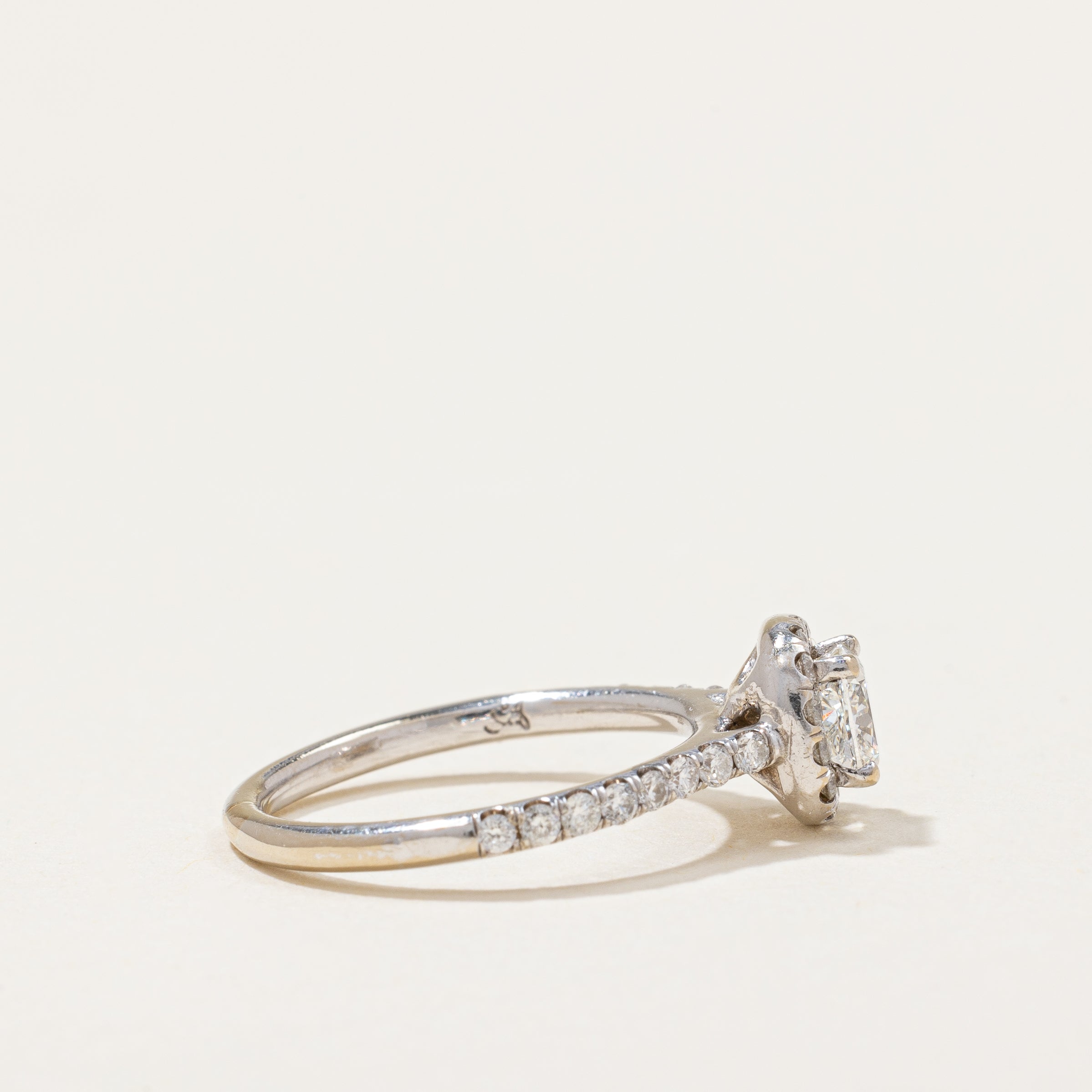 Cushion Cut Diamond Halo Engagement Ring | 0.80ctw | SZ 4.25 |