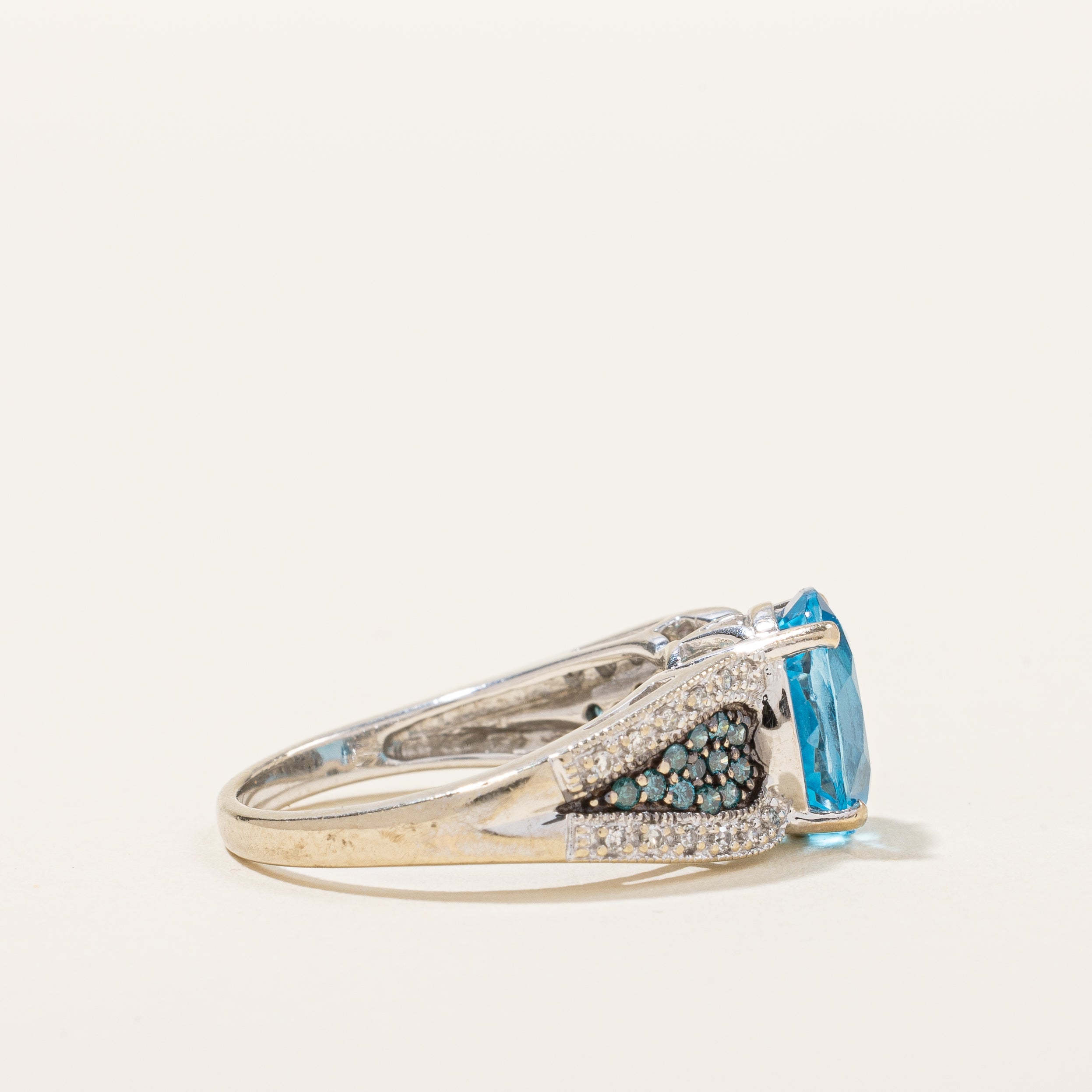 Blue Topaz & Diamond Ring | 3.10ct, 0.36ctw | SZ 7 |