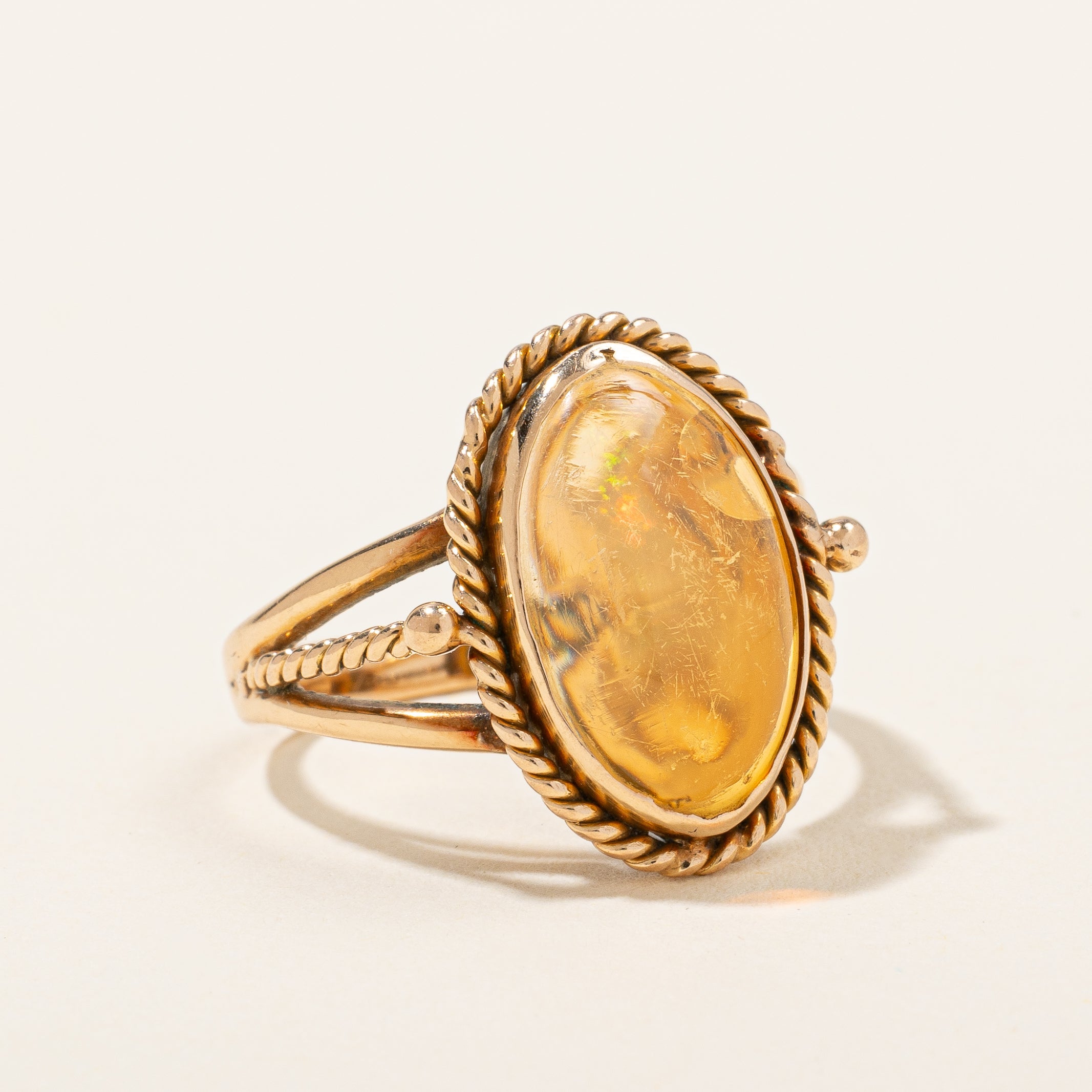 Fire Opal Cocktail Ring | 3.40ct | SZ 7 |