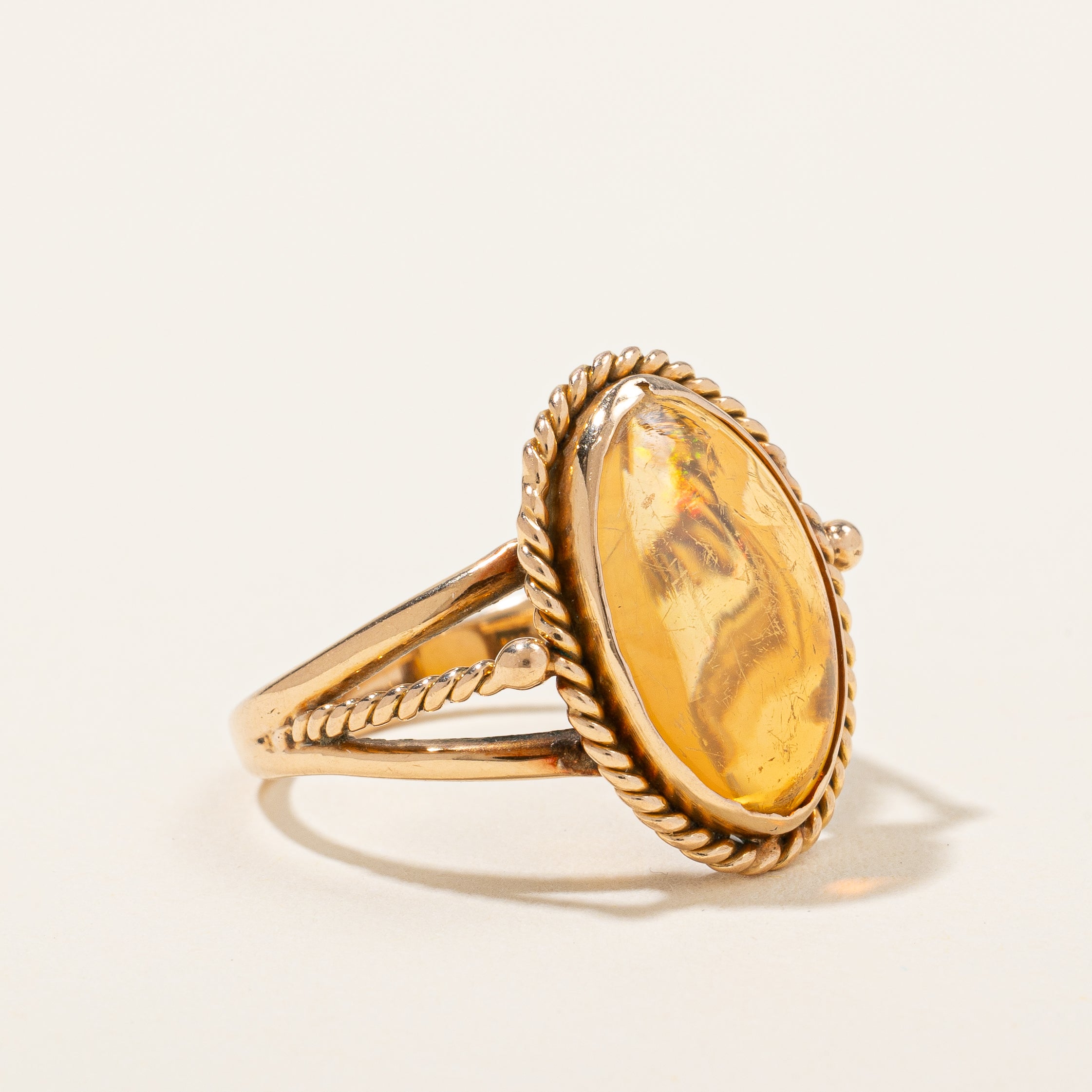 Fire Opal Cocktail Ring | 3.40ct | SZ 7 |
