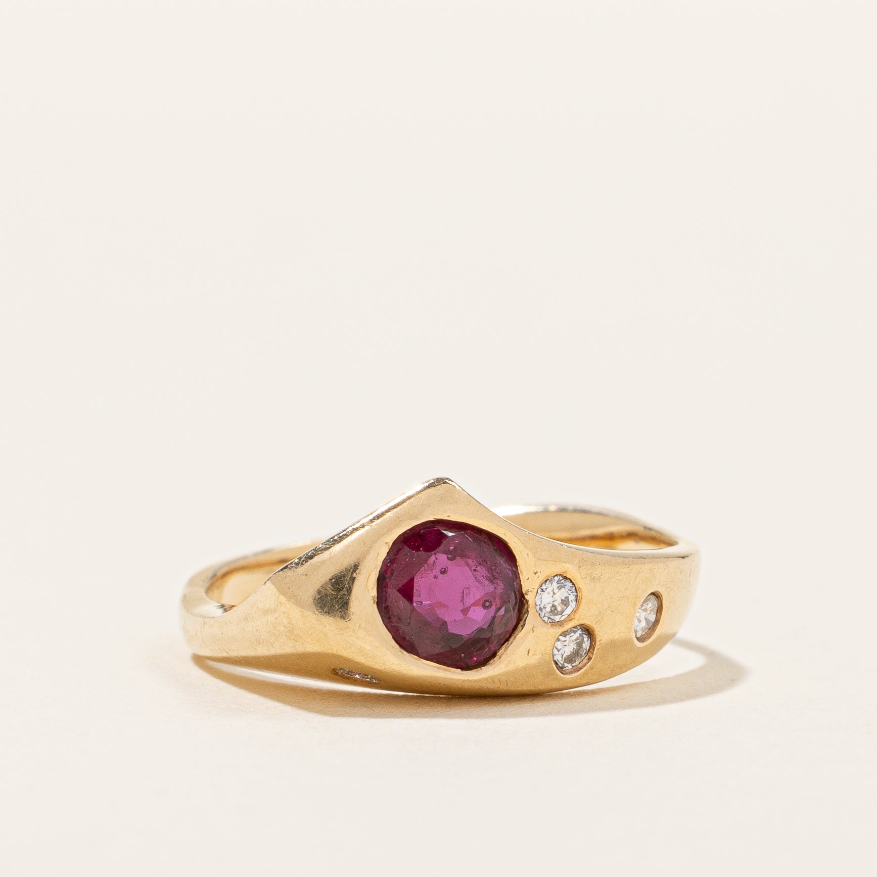 Glass Filled Ruby & Diamond Ring | 0.60ct, 0.08ctw | SZ 5 |