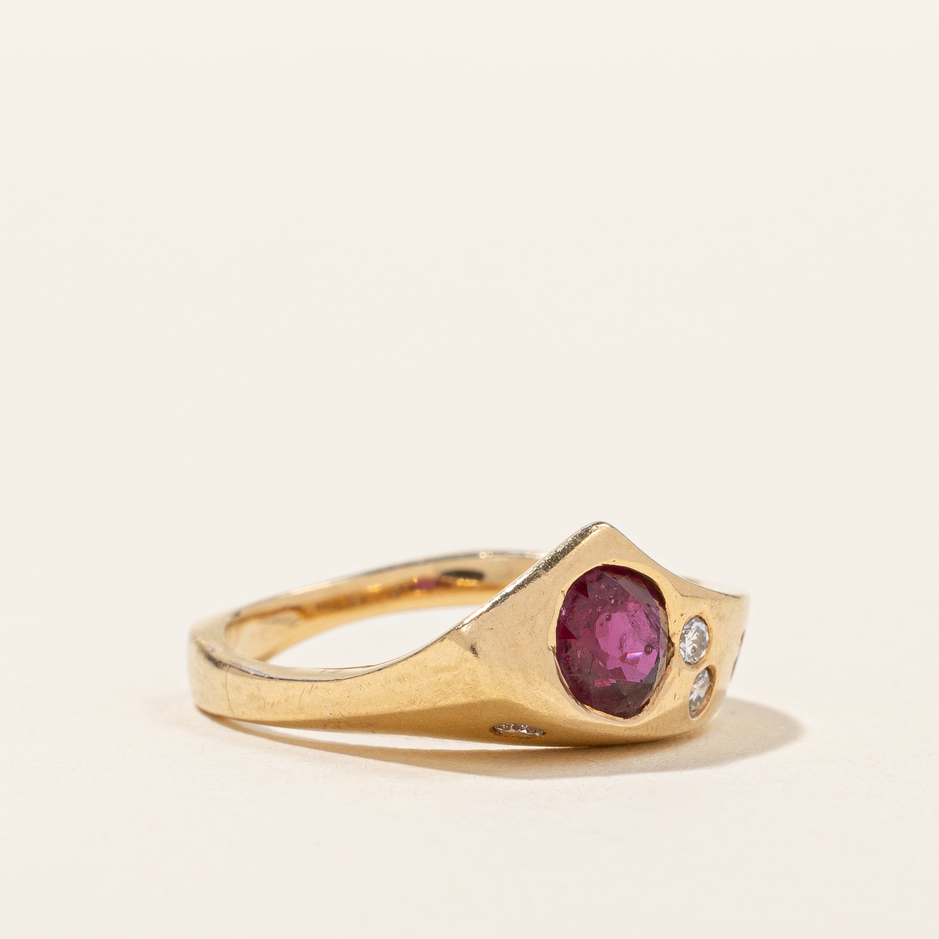 Glass Filled Ruby & Diamond Ring | 0.60ct, 0.08ctw | SZ 5 |
